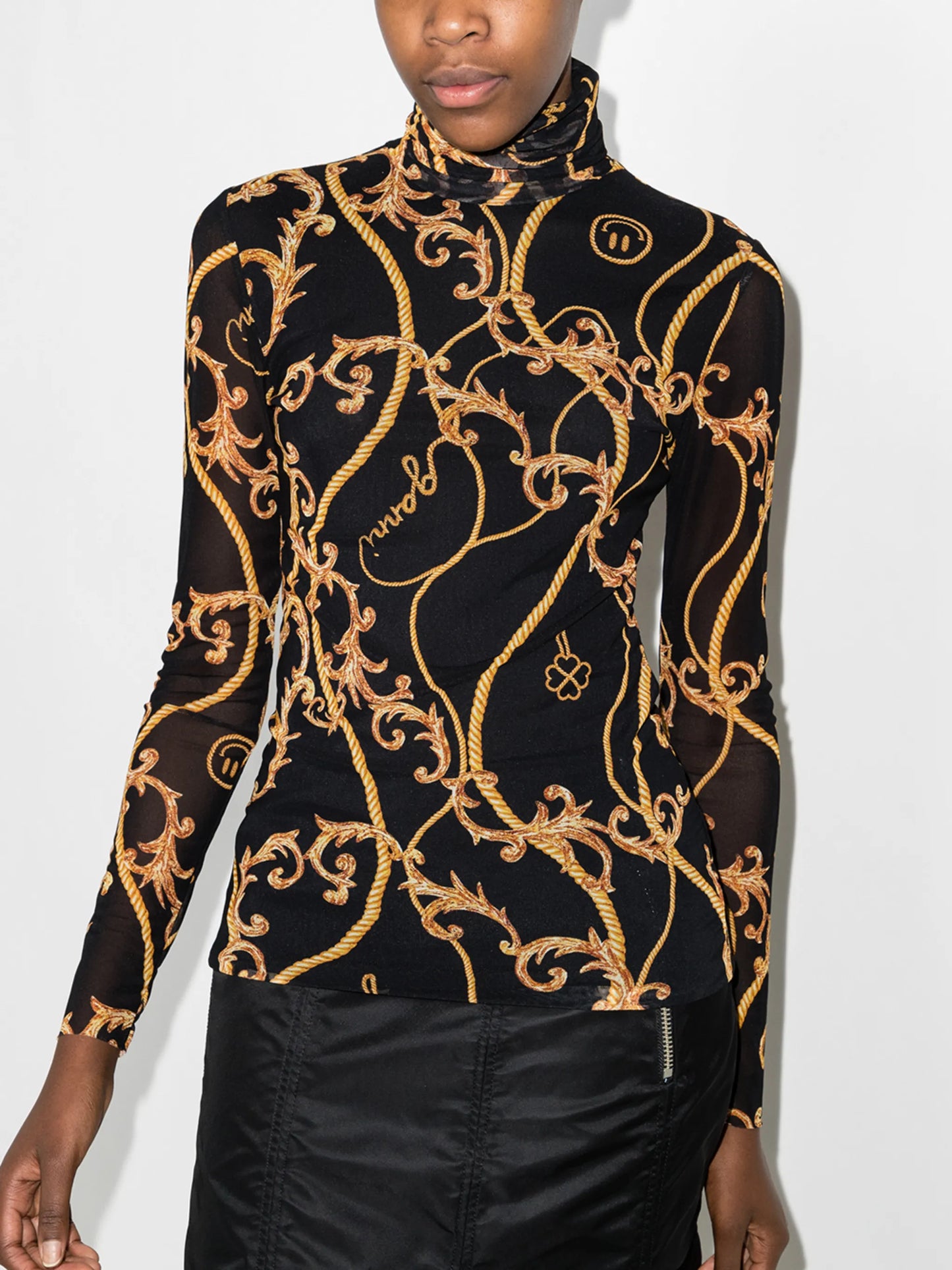 baroque print mesh top