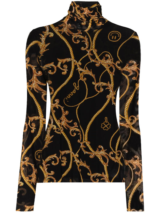 baroque print mesh top