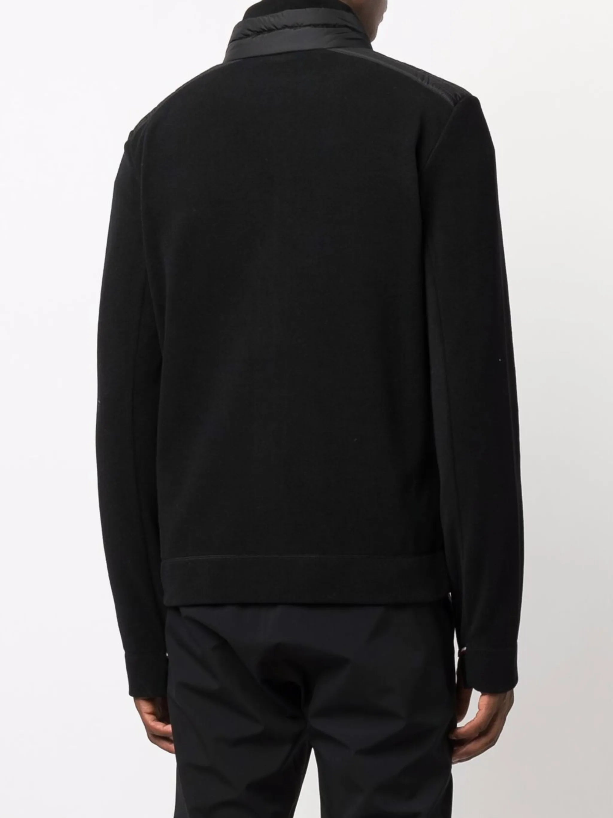 padded panel-detail fleece zip jacket
