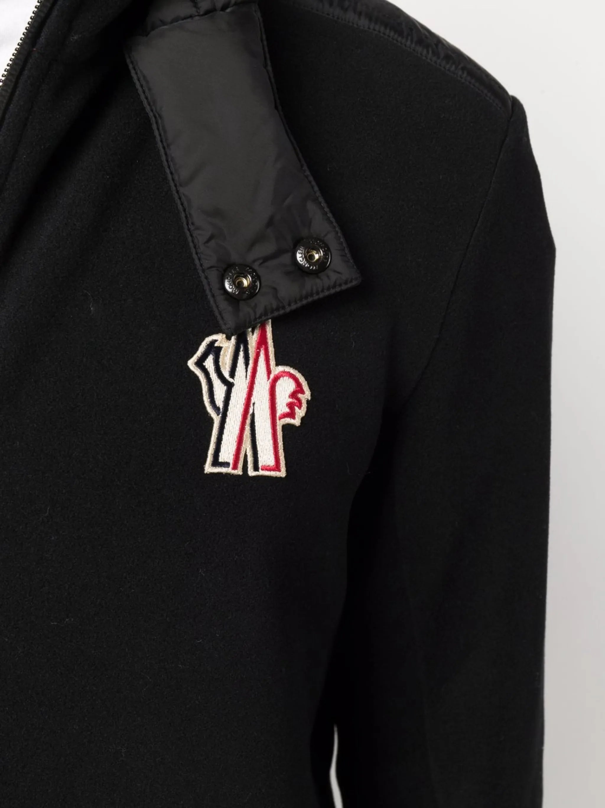 padded panel-detail fleece zip jacket