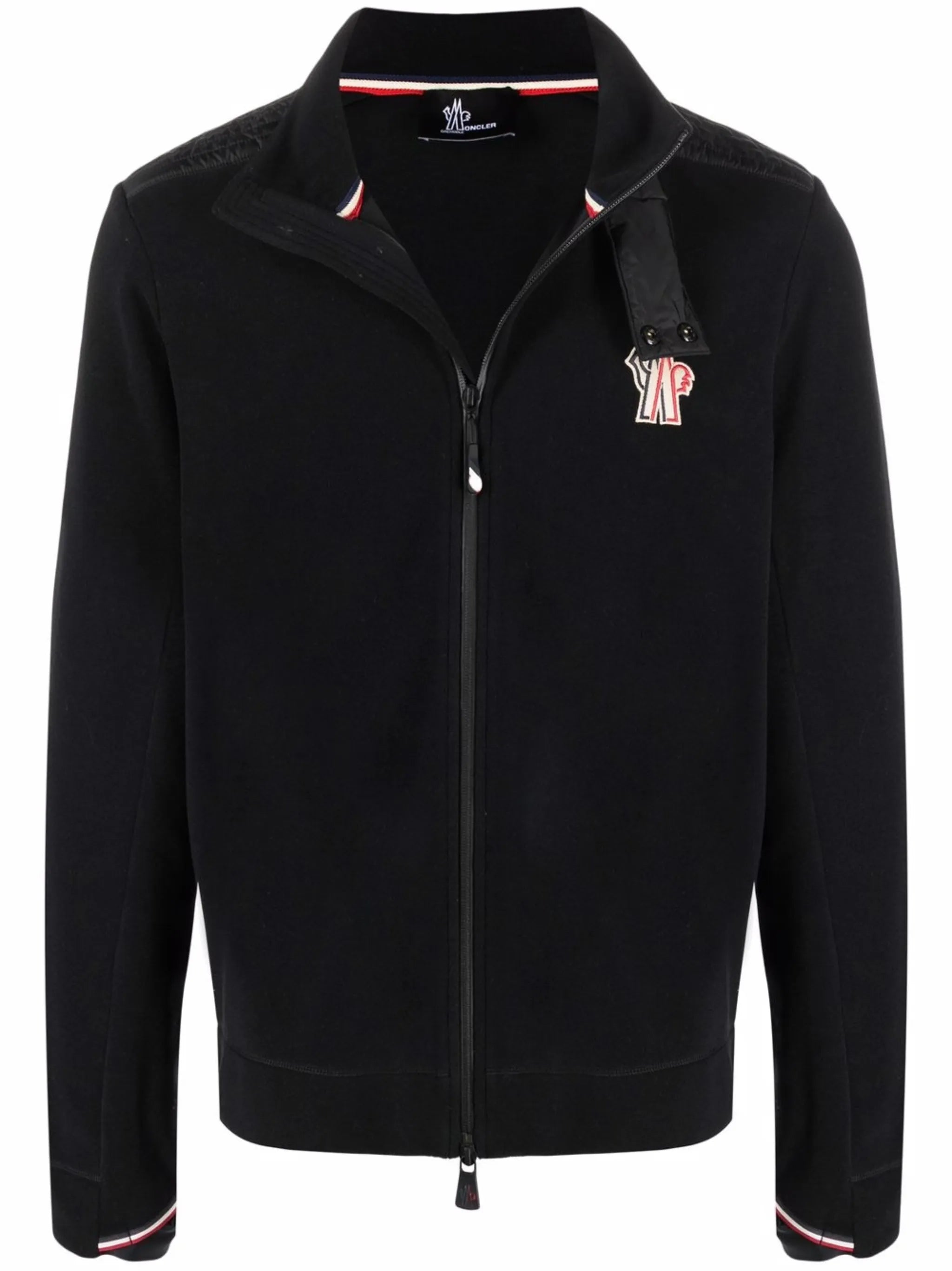padded panel-detail fleece zip jacket