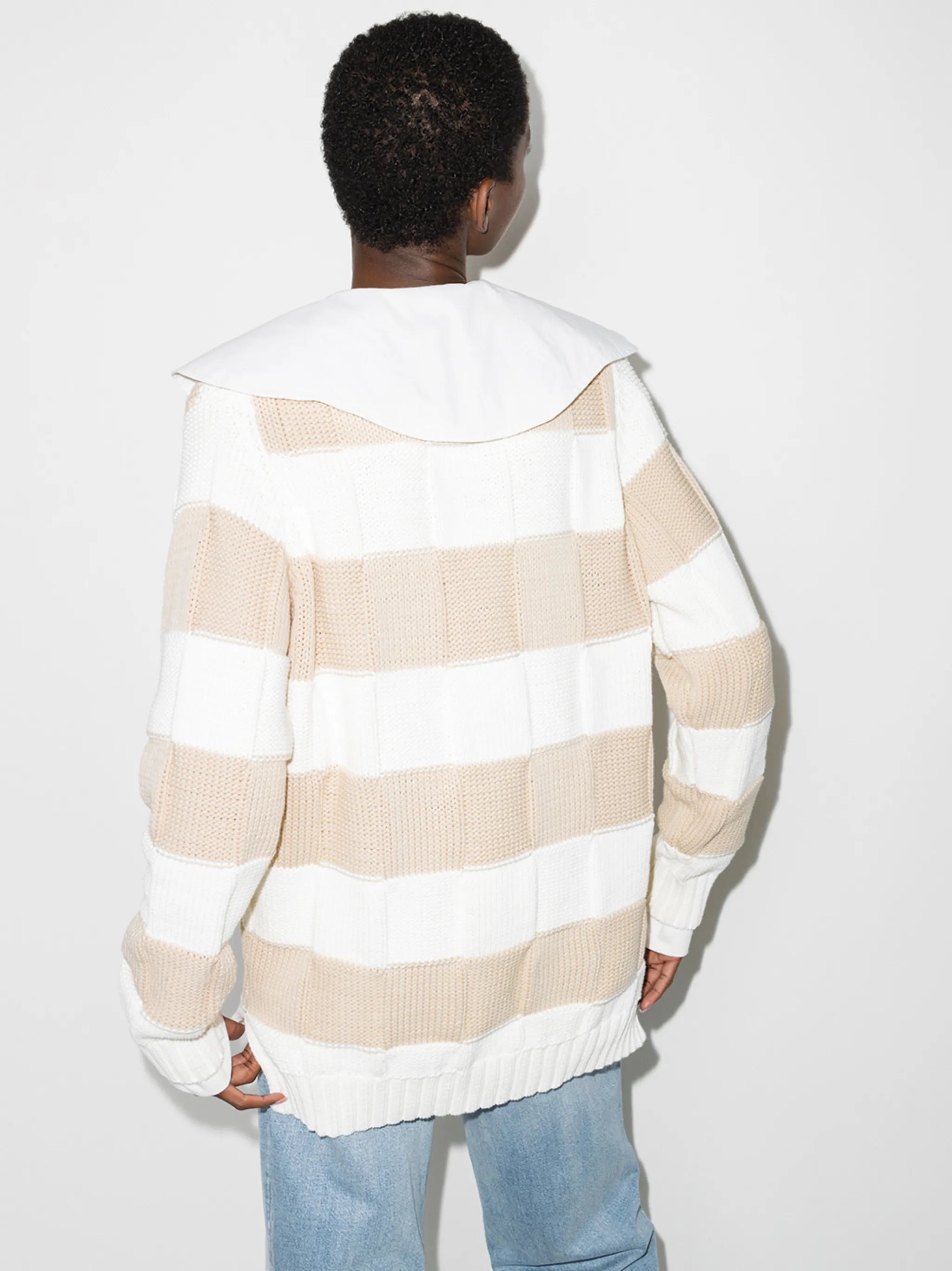 spread-collar knitted cardigan