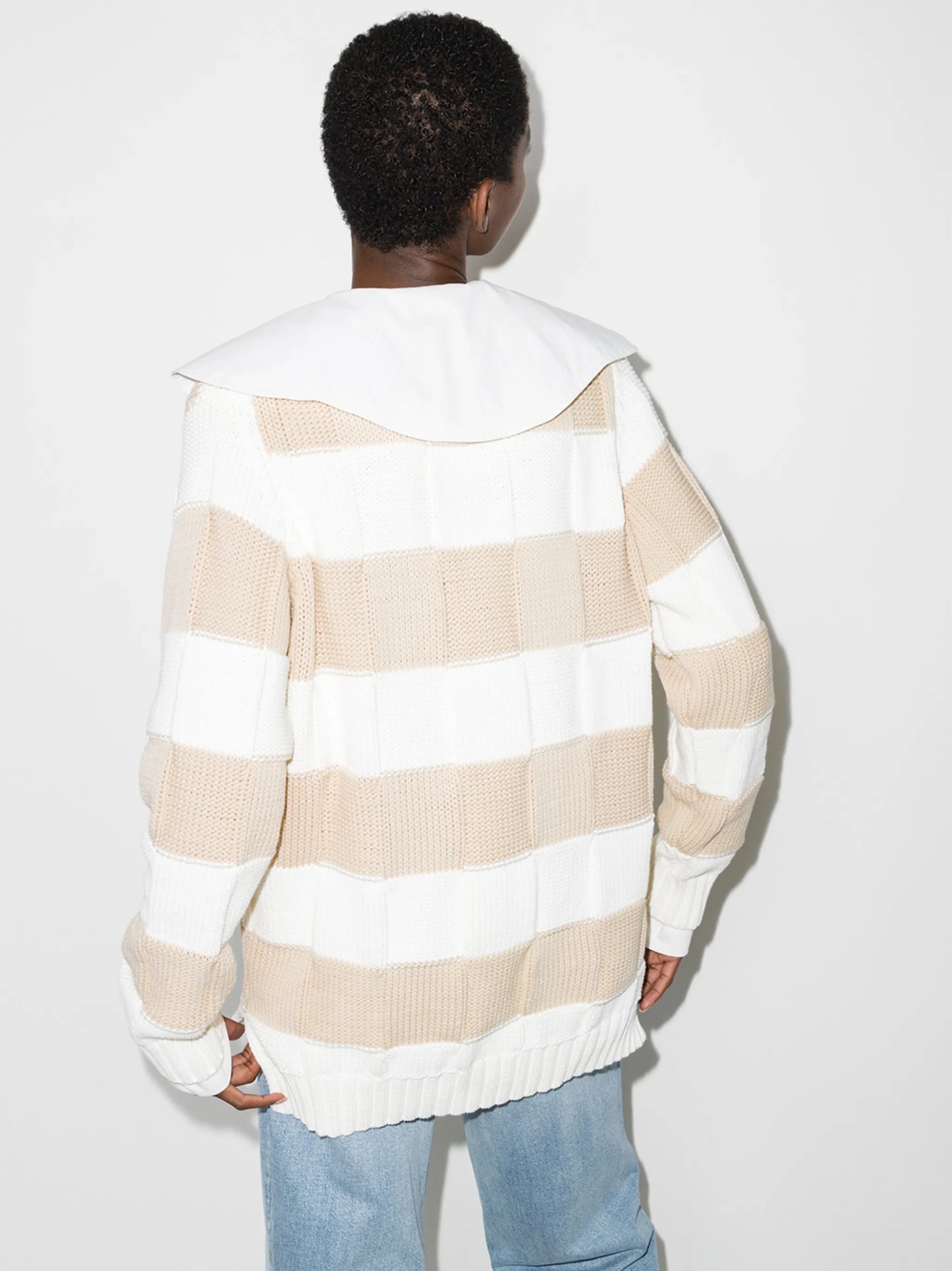 spread-collar knitted cardigan
