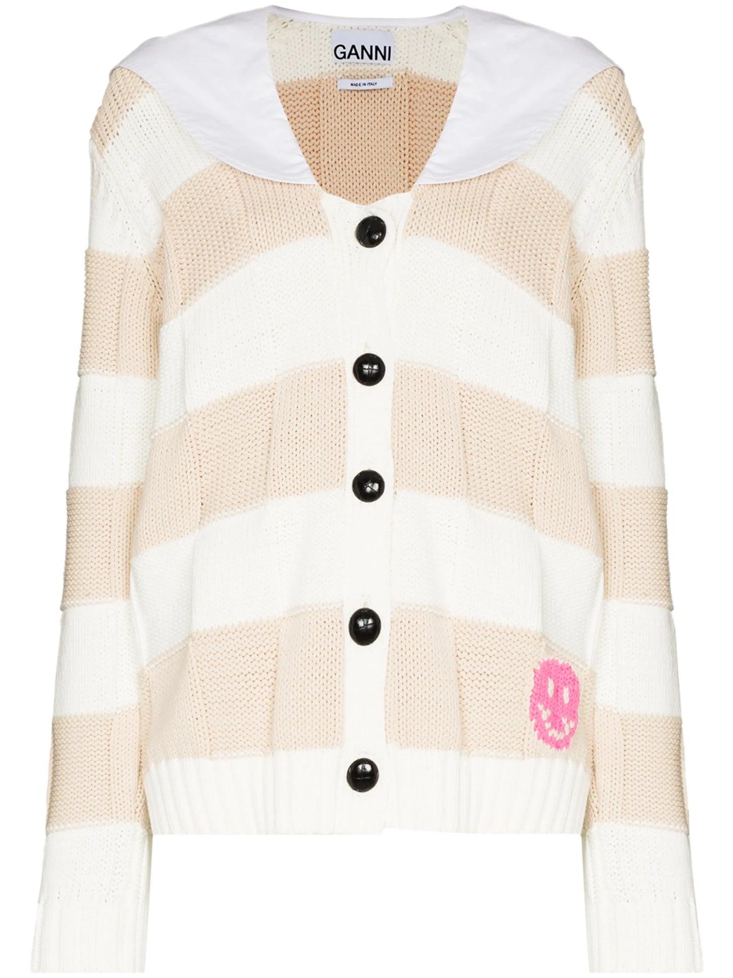 spread-collar knitted cardigan