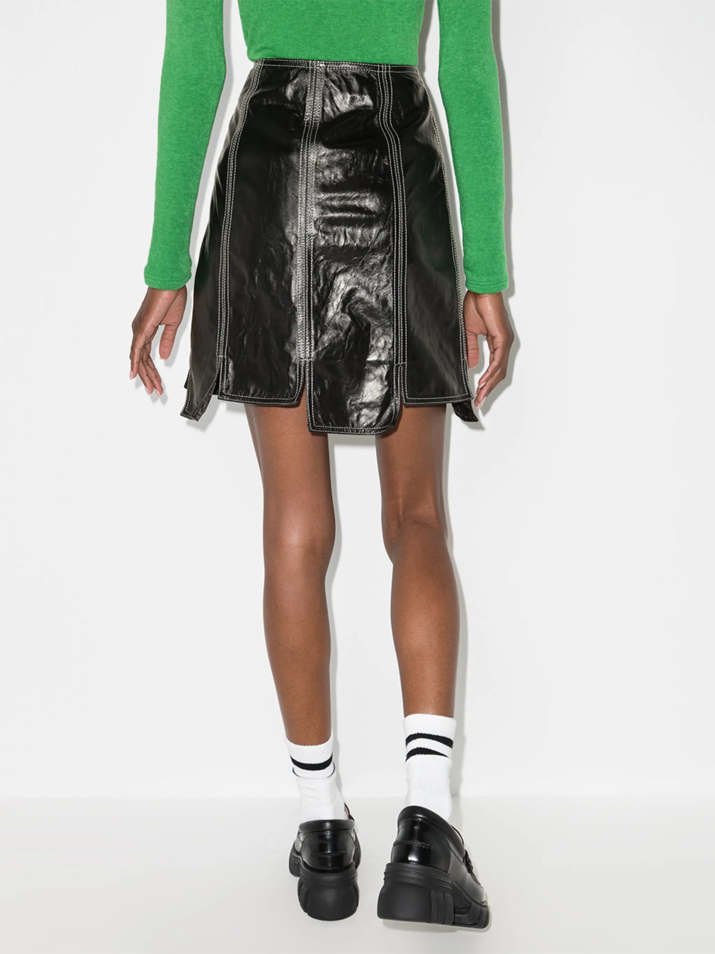 asymmetric hem high-waisted skirt