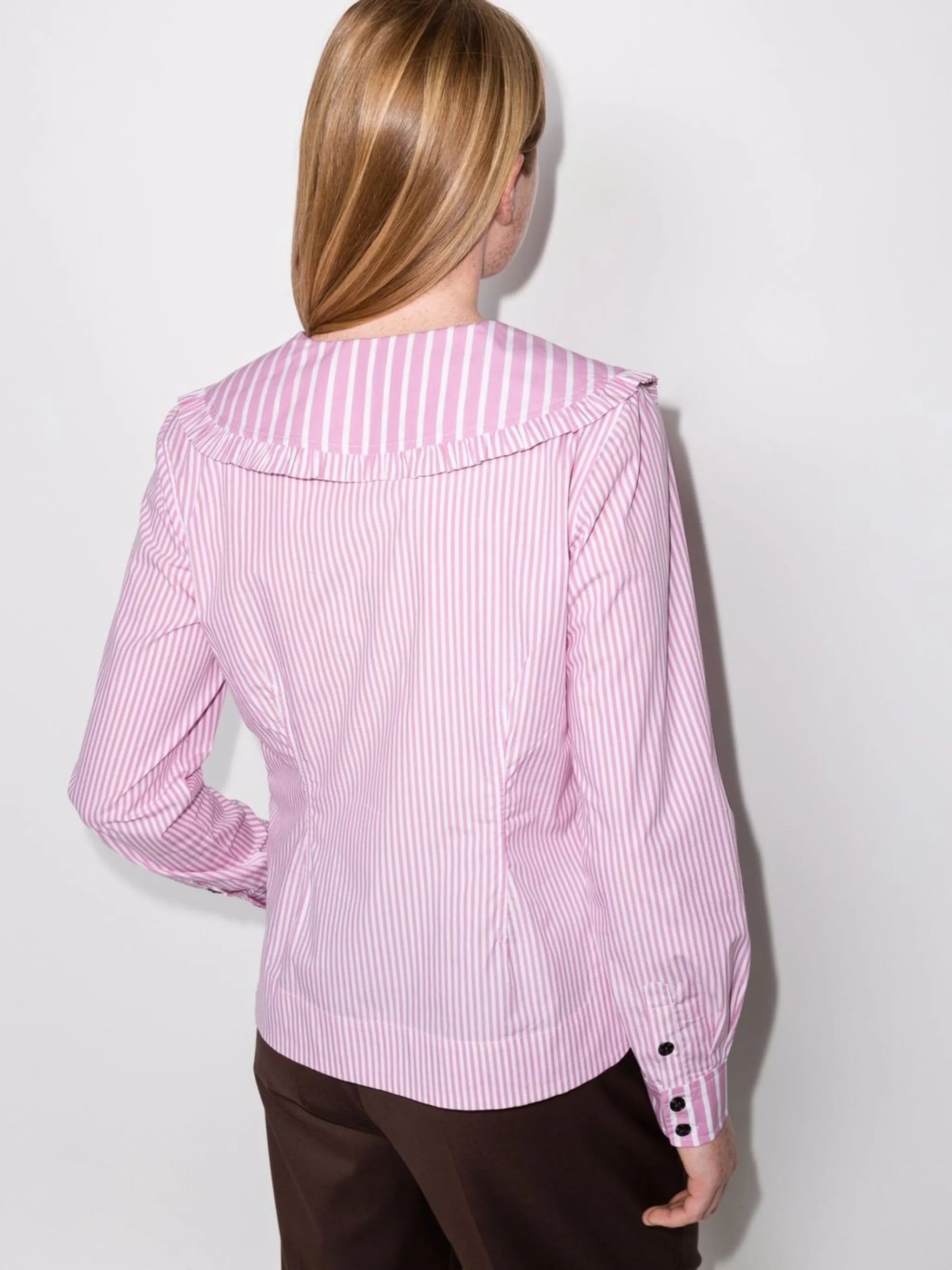 Peter Pan-collar striped shirt