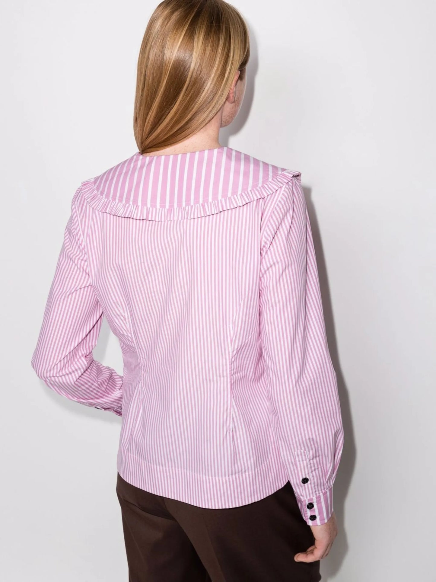 Peter Pan-collar striped shirt