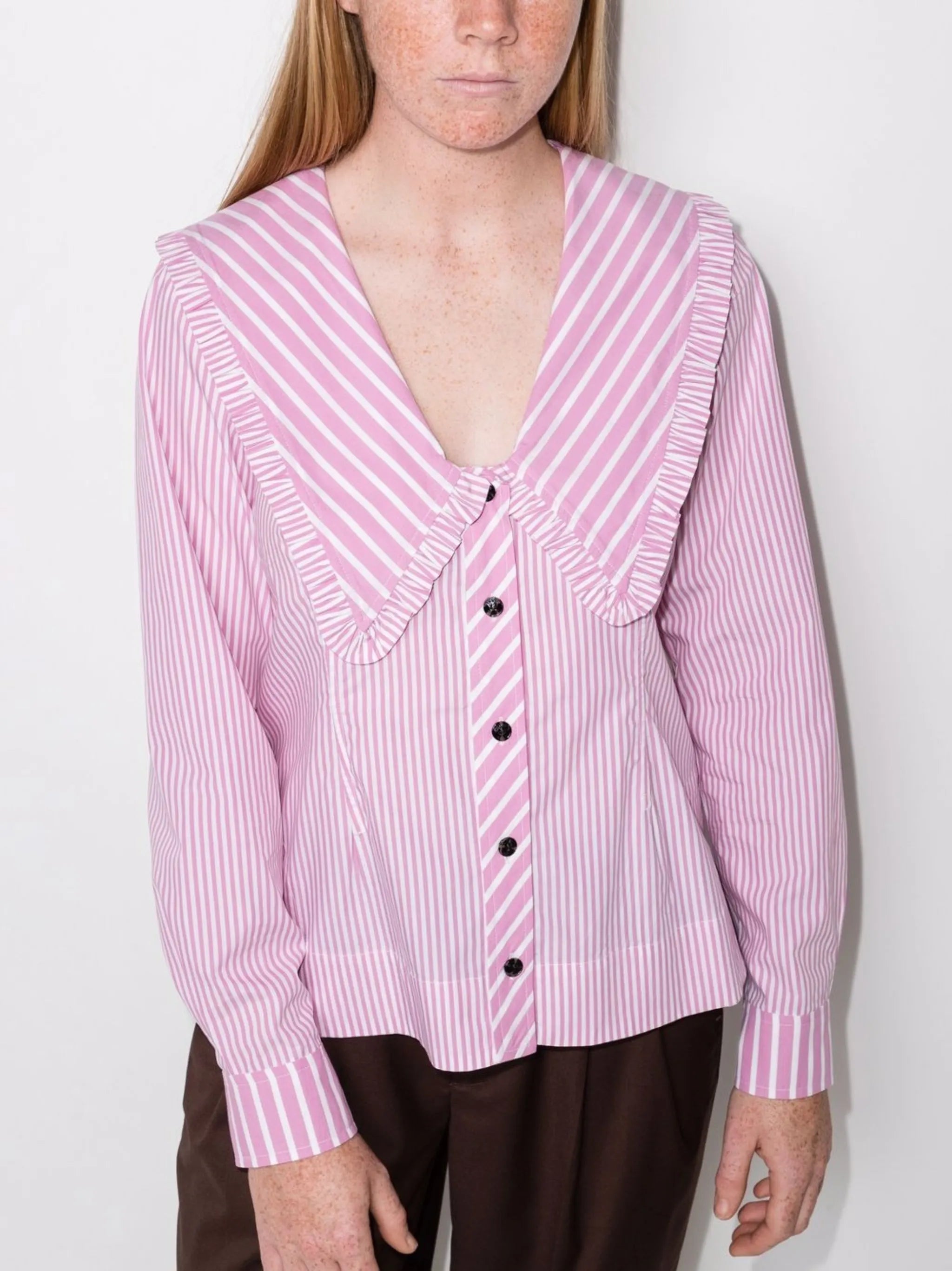 Peter Pan-collar striped shirt