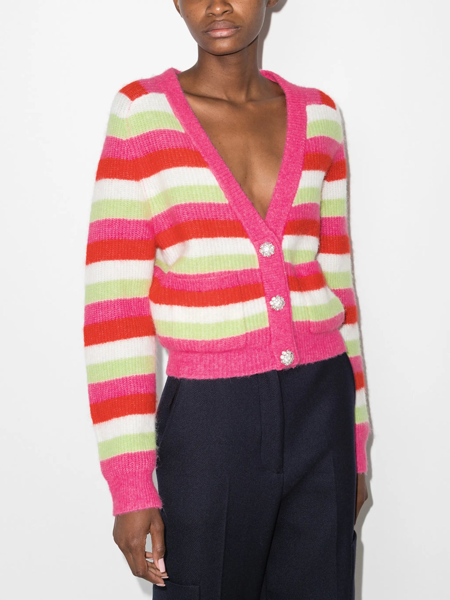 striped knitted cardigan