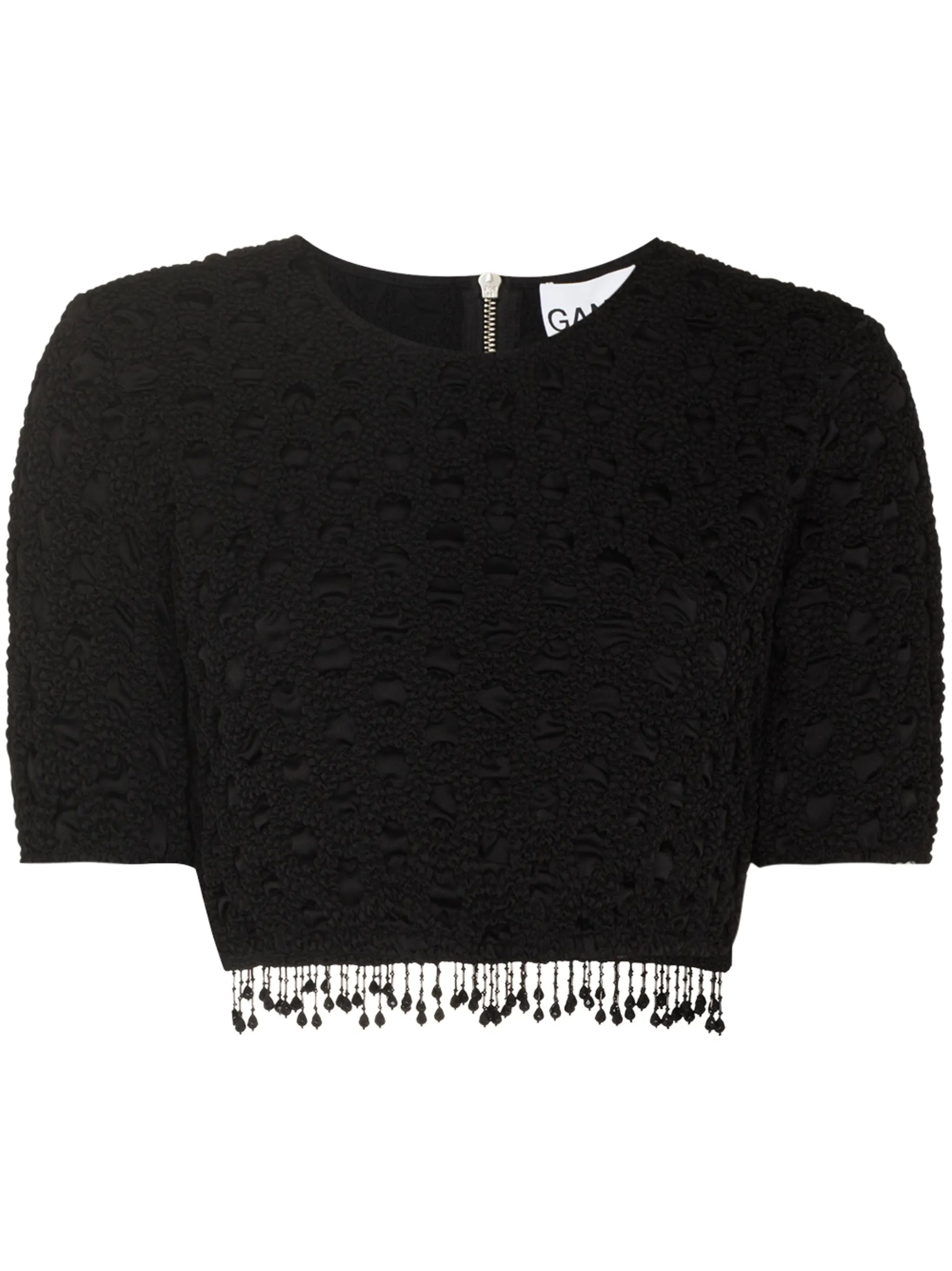 beaded tassels crochet crop top