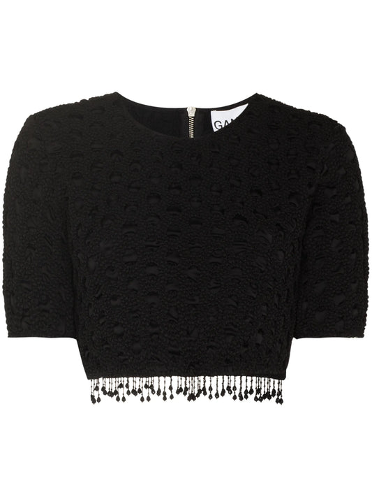 beaded tassels crochet crop top