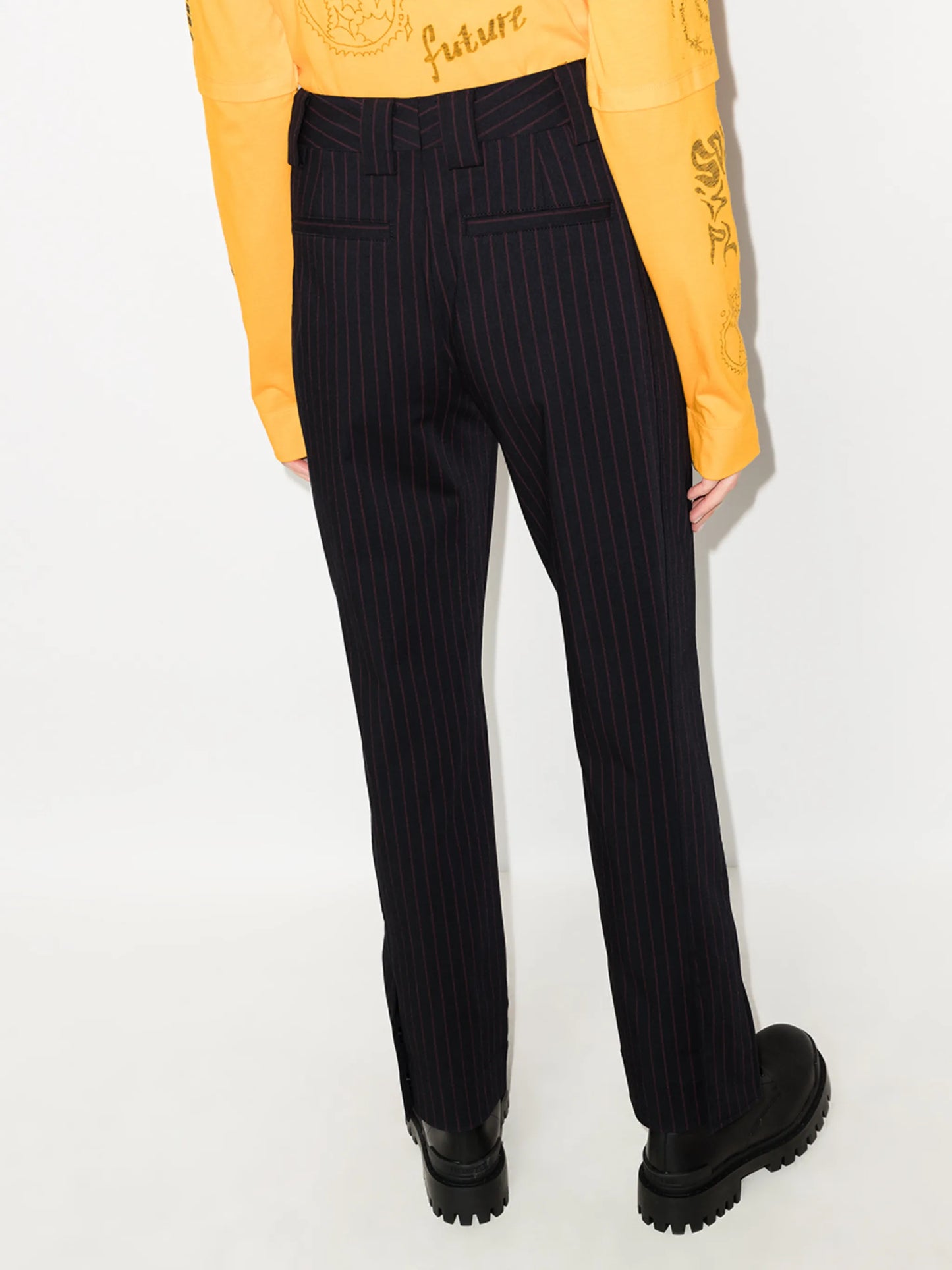 stripe pattern slim trousers