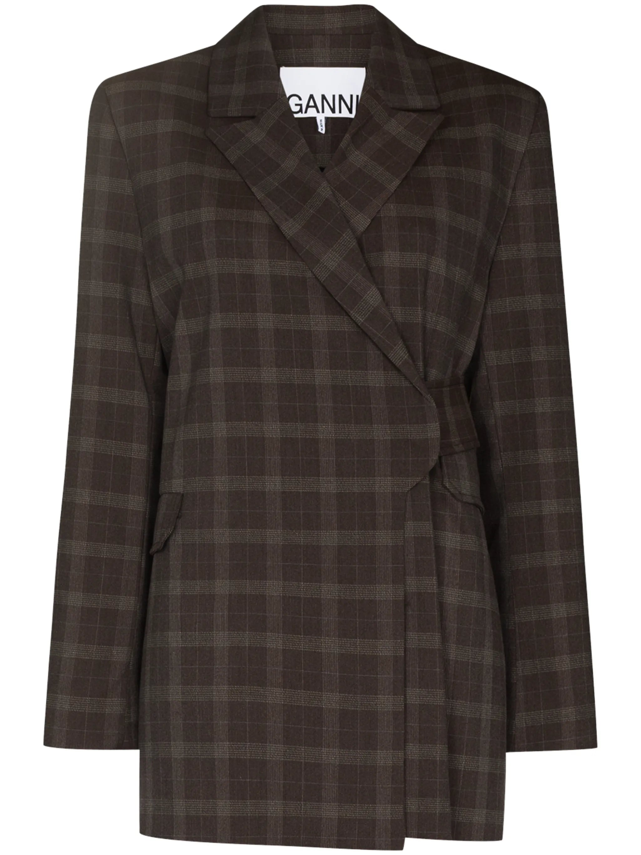 checked wrap-style blazer