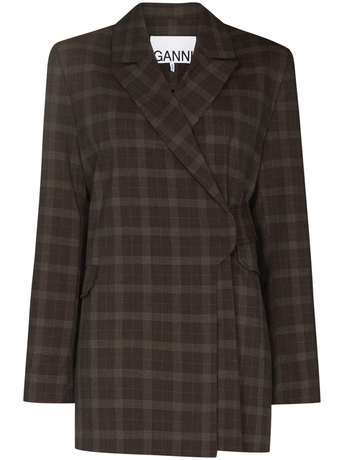checked wrap-style blazer
