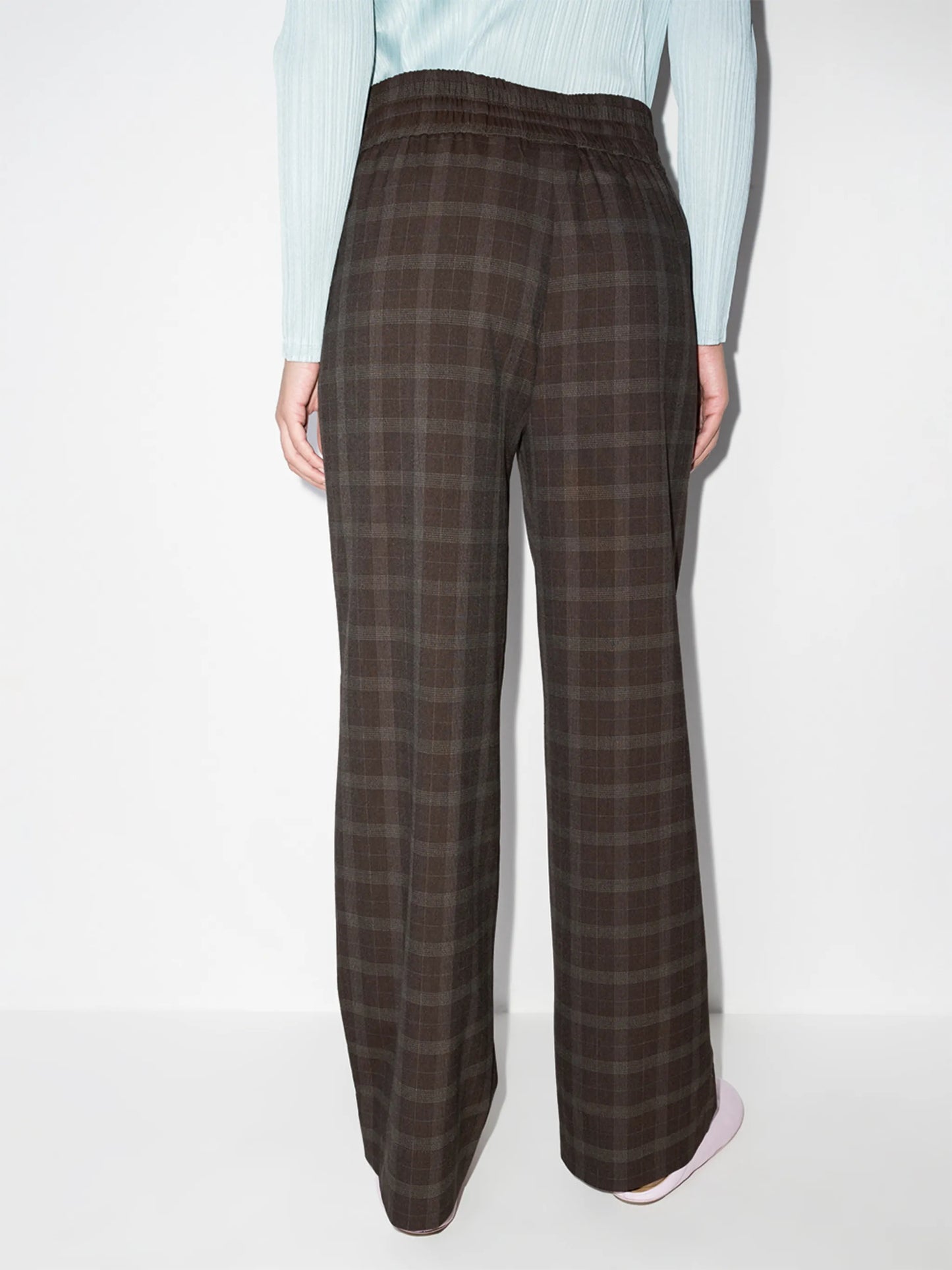 checked wide-leg trousers