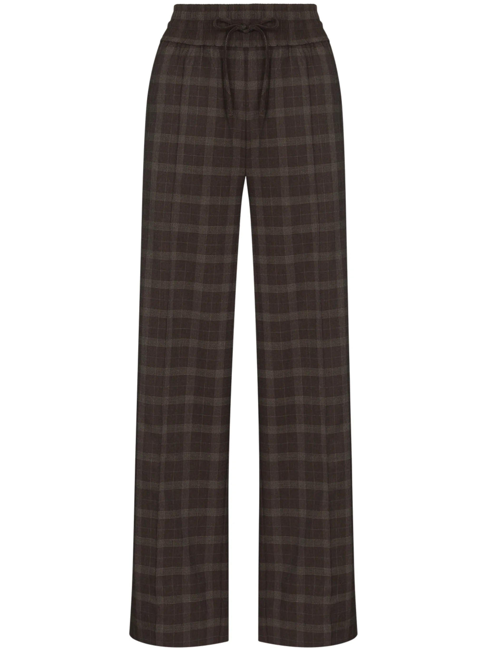 checked wide-leg trousers