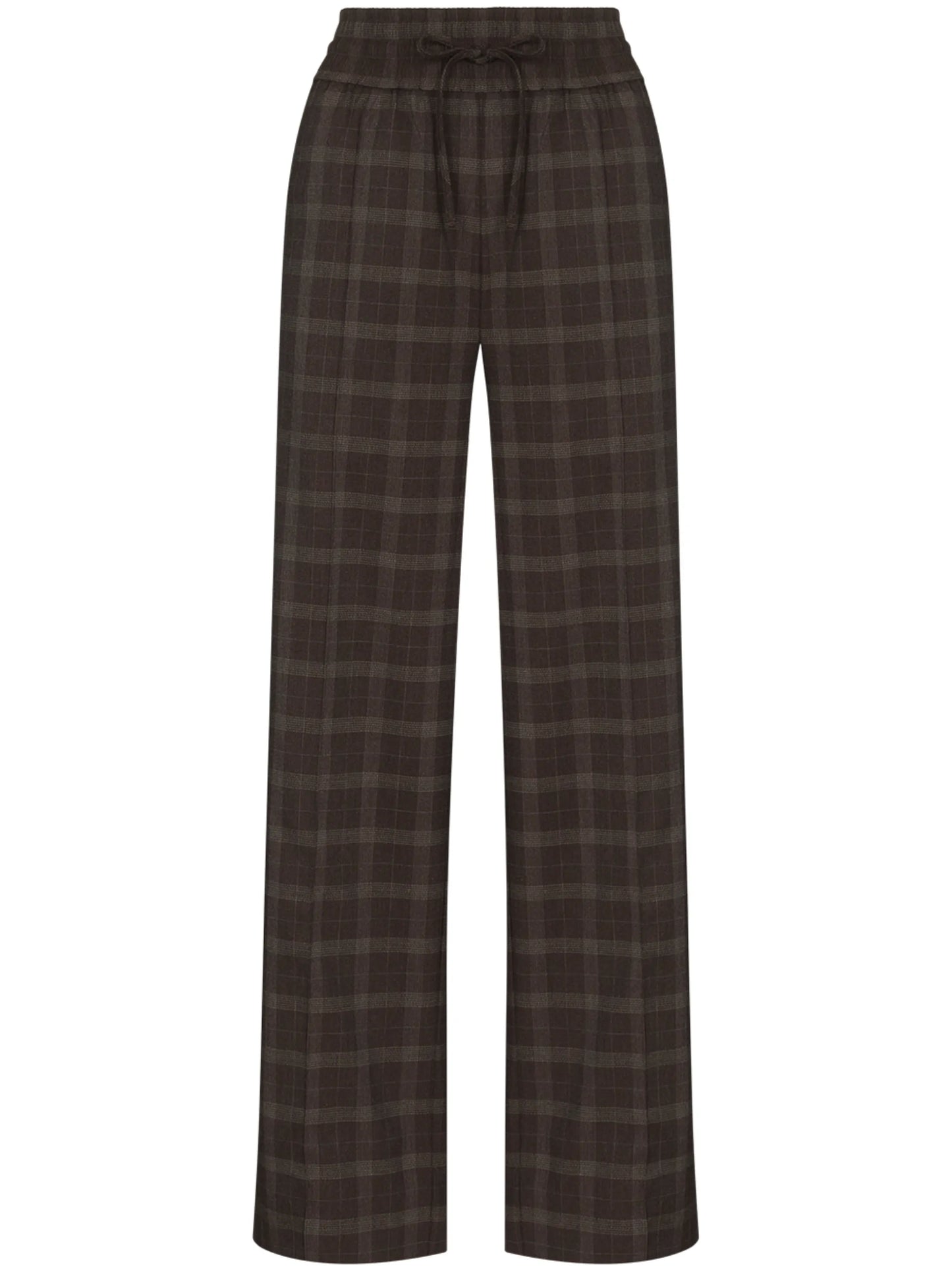 checked wide-leg trousers