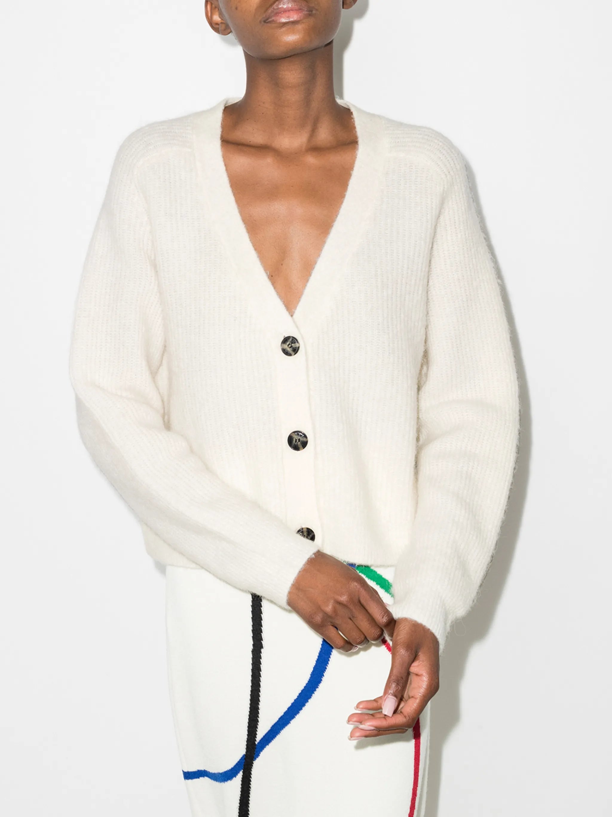 V-neck ribbed cardigan
