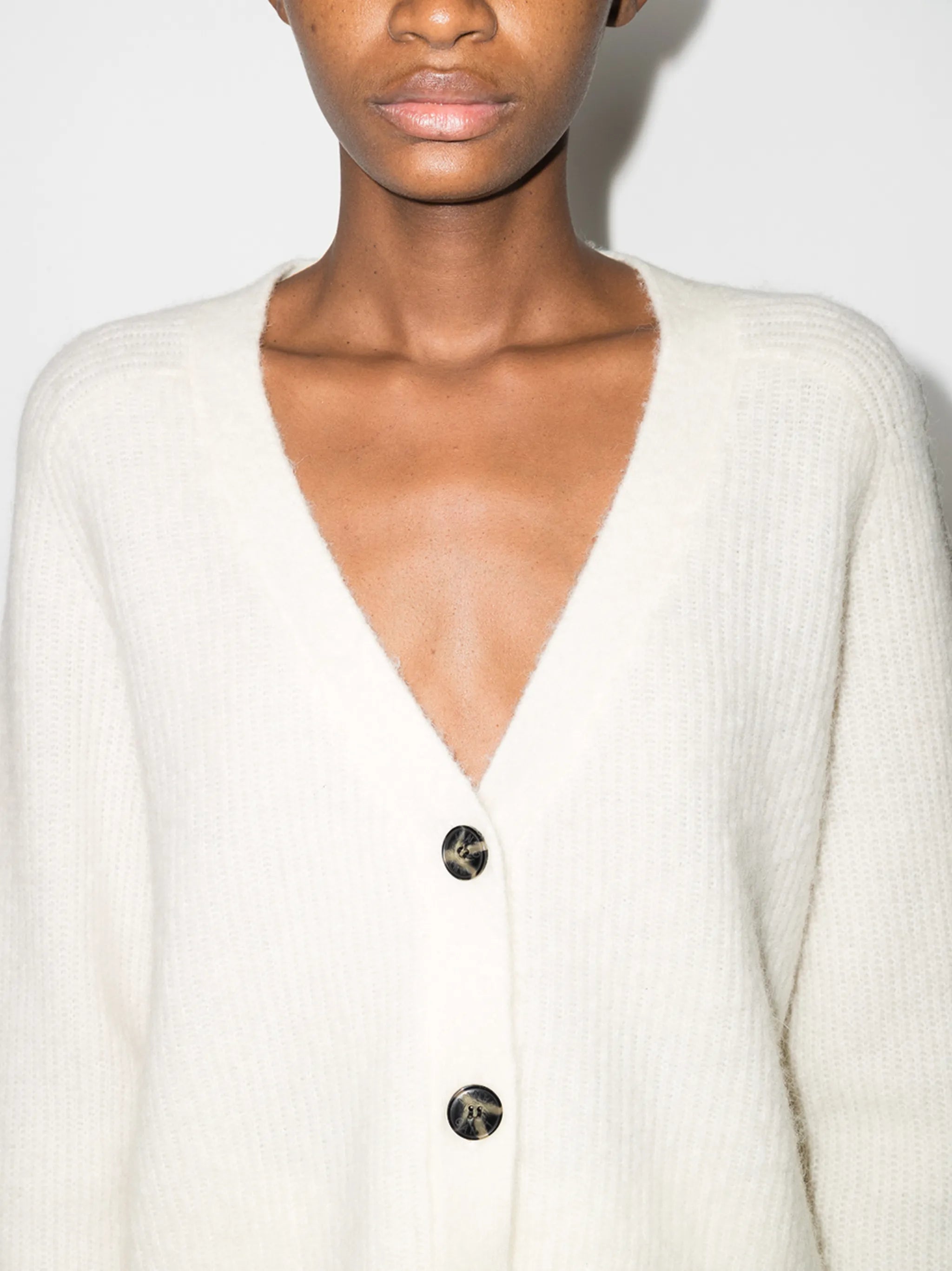 V-neck ribbed cardigan