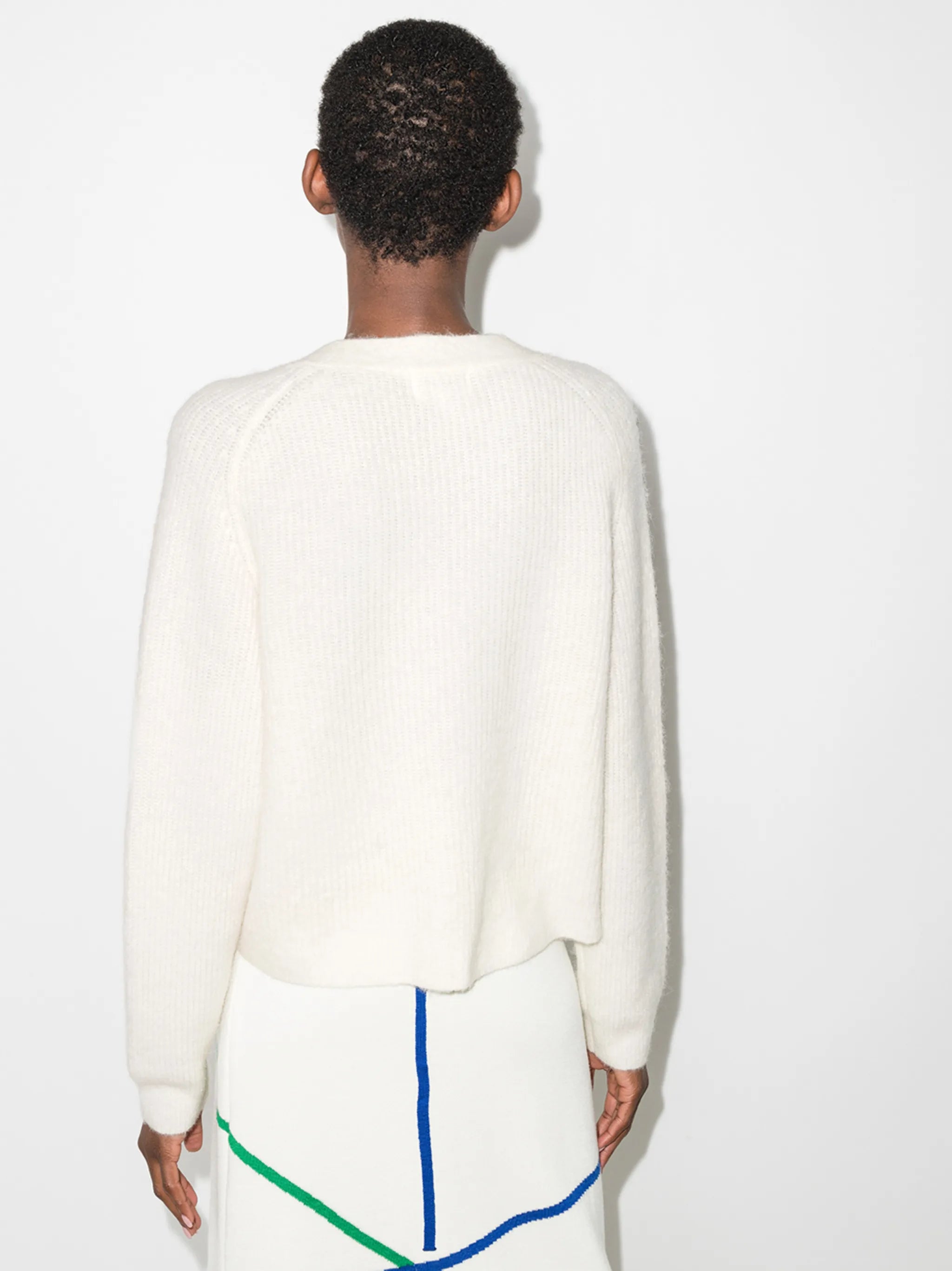 V-neck ribbed cardigan