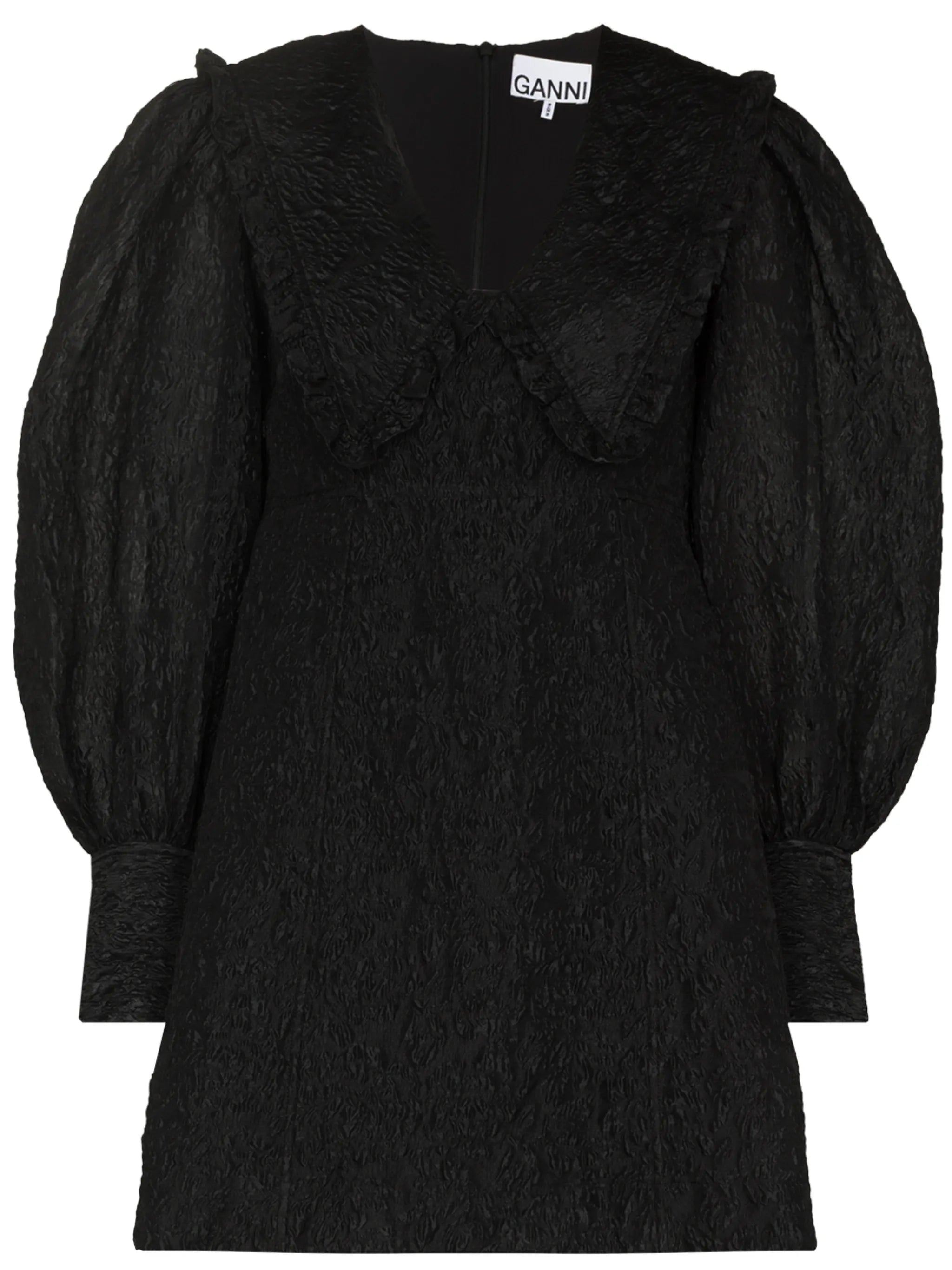 balloon-sleeve jacquard mini dress
