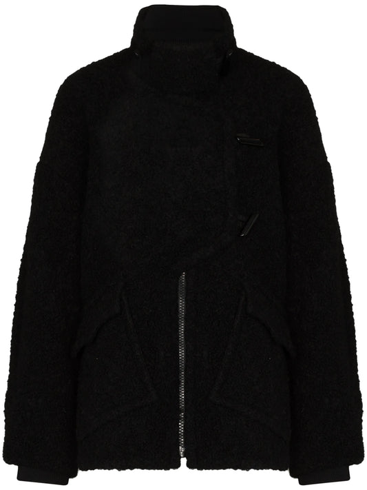 asymmetric boucle buttoned jacket