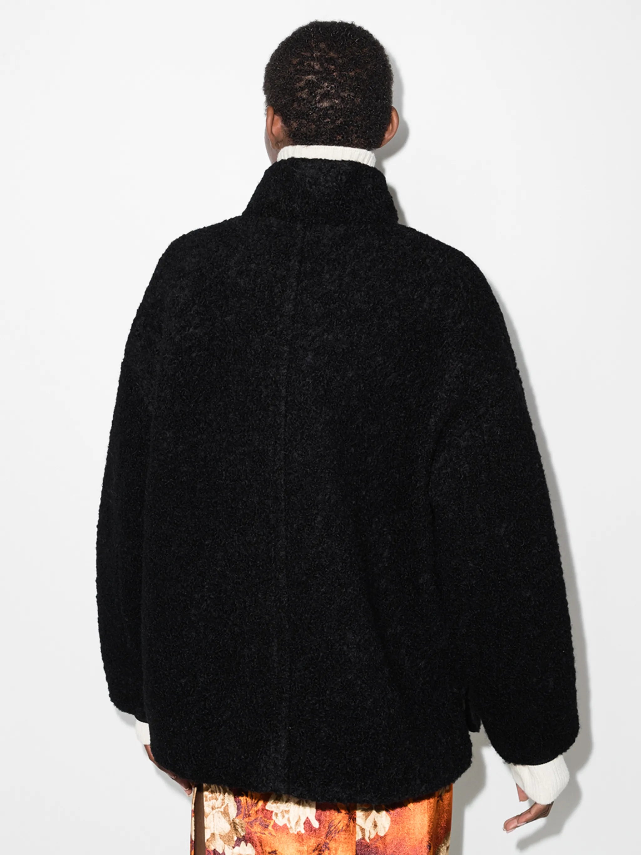 asymmetric boucle buttoned jacket