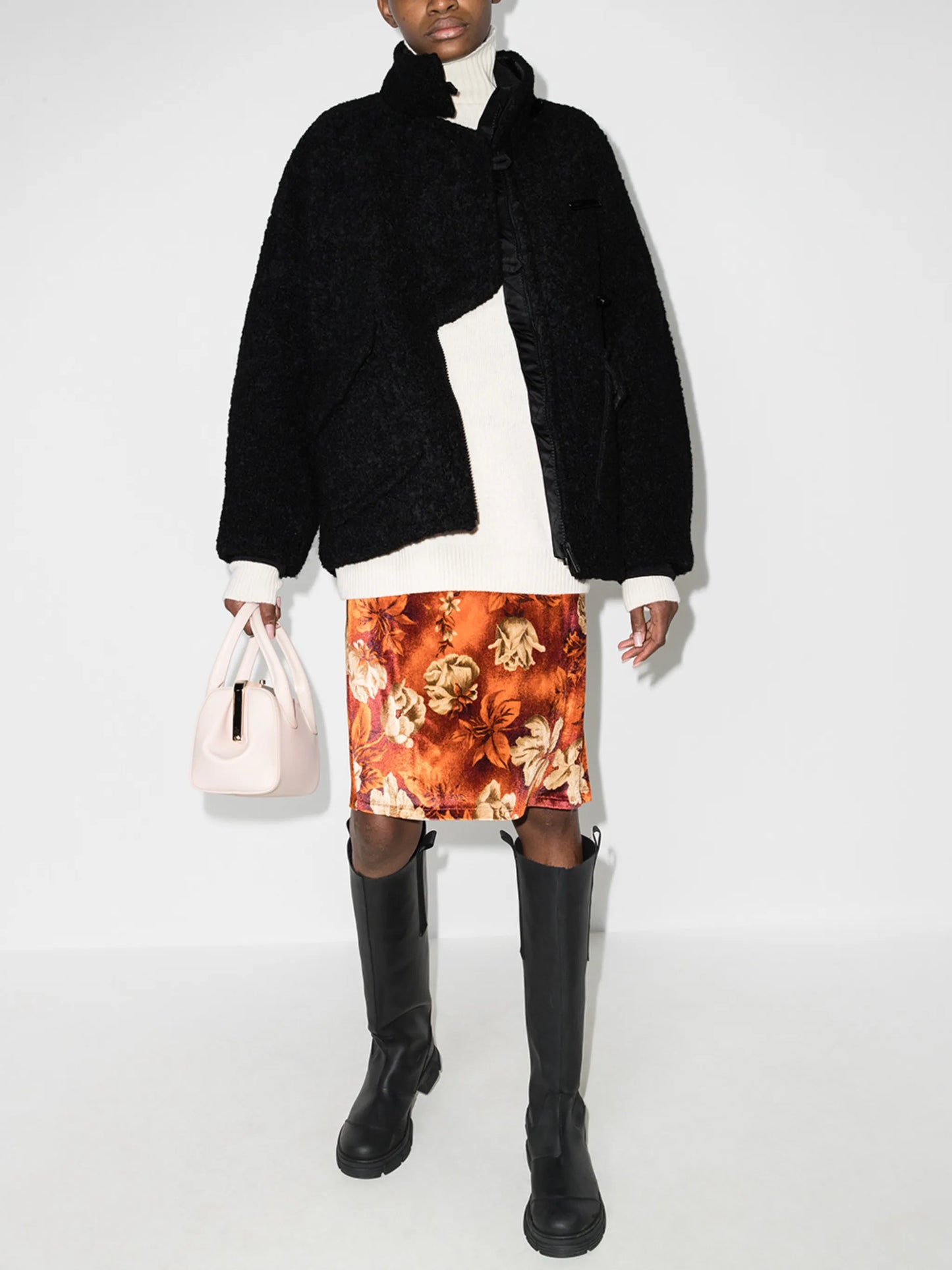 asymmetric boucle buttoned jacket