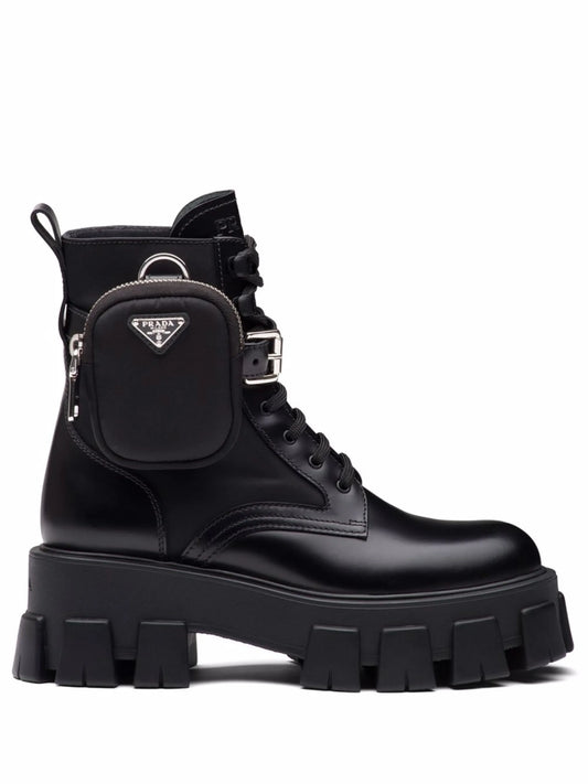 Monolith leather and Re-nylon boots with pouch