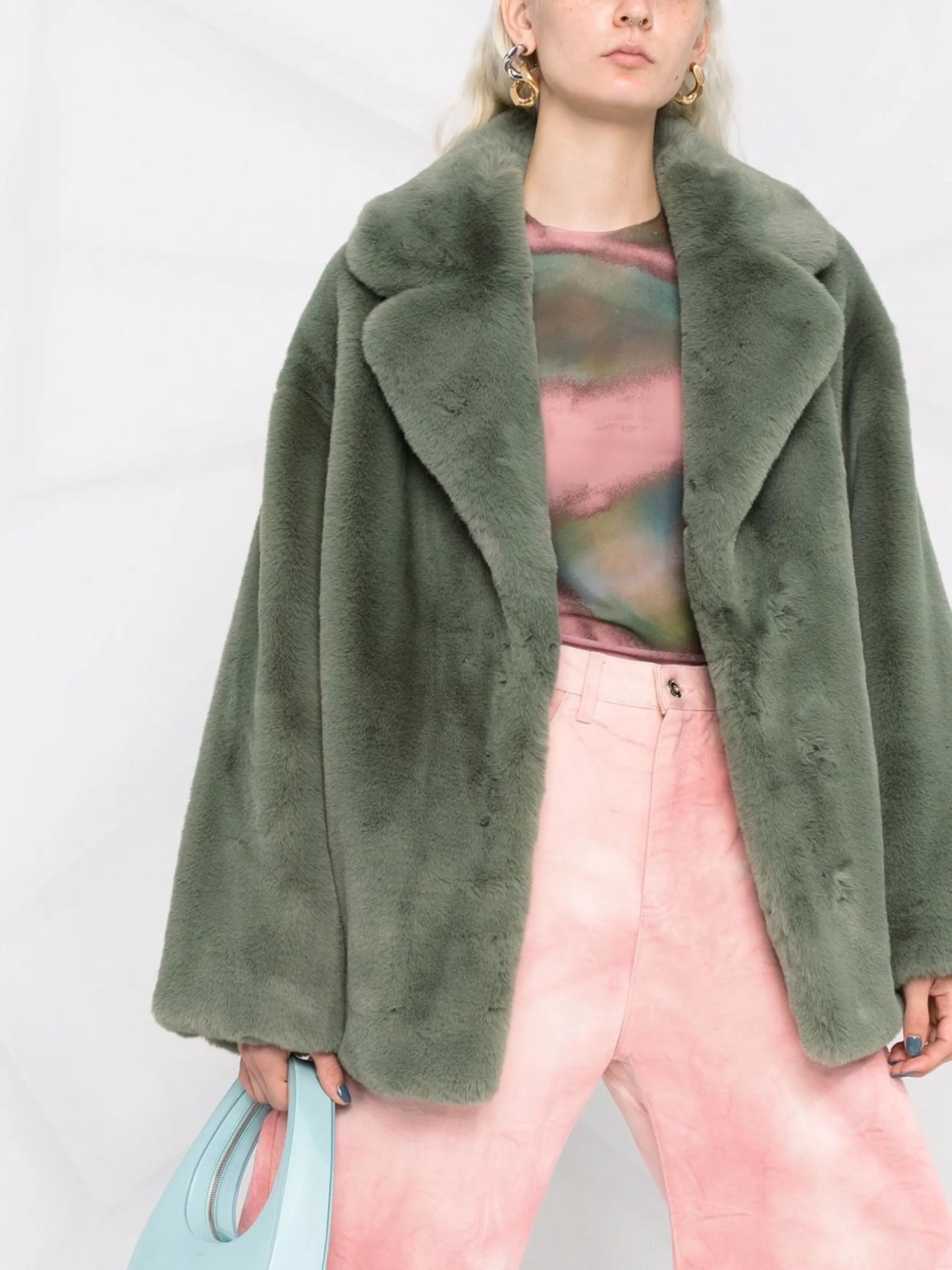 Savannah notched-lapels faux-fur coat