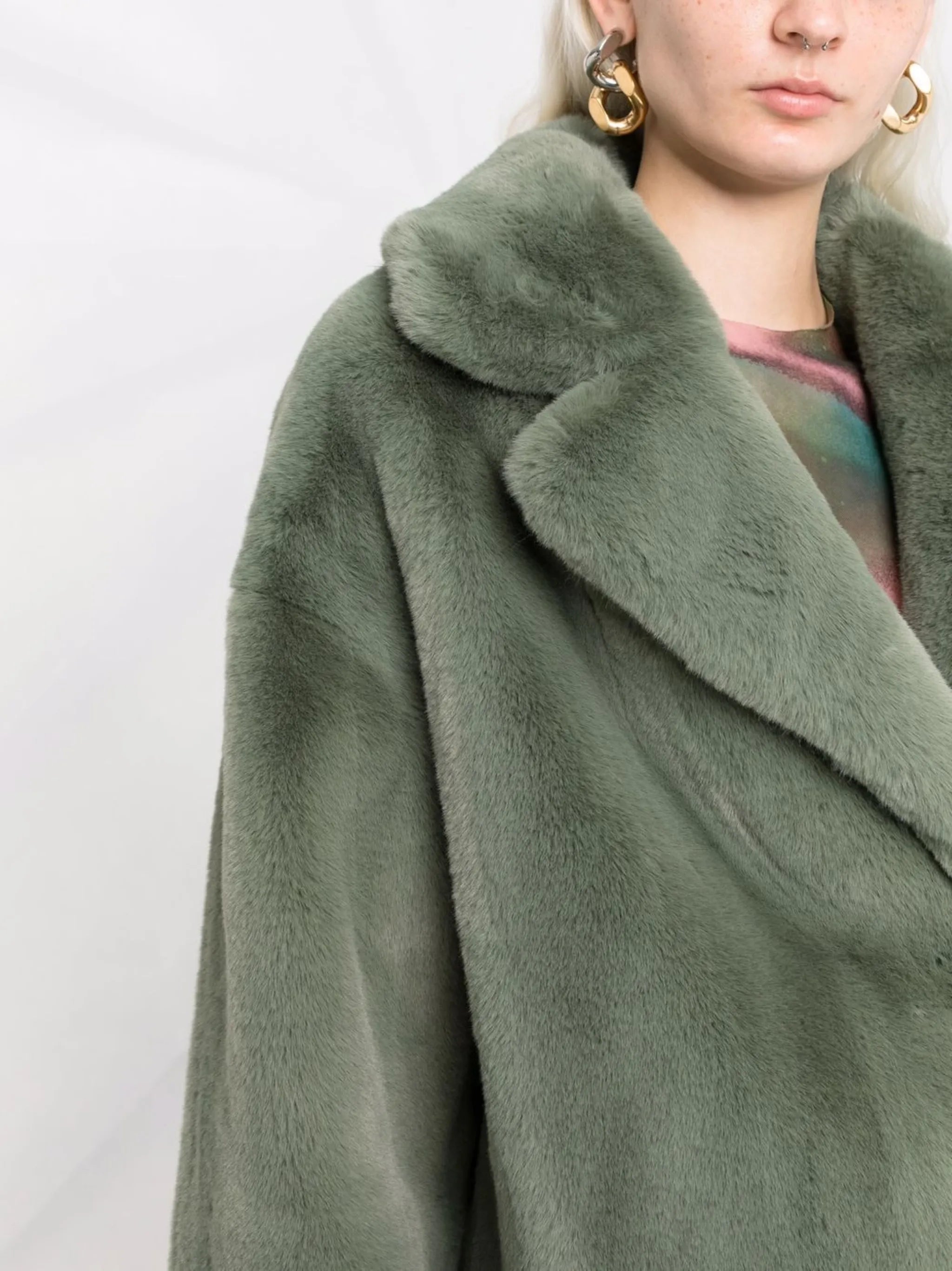 Savannah notched-lapels faux-fur coat