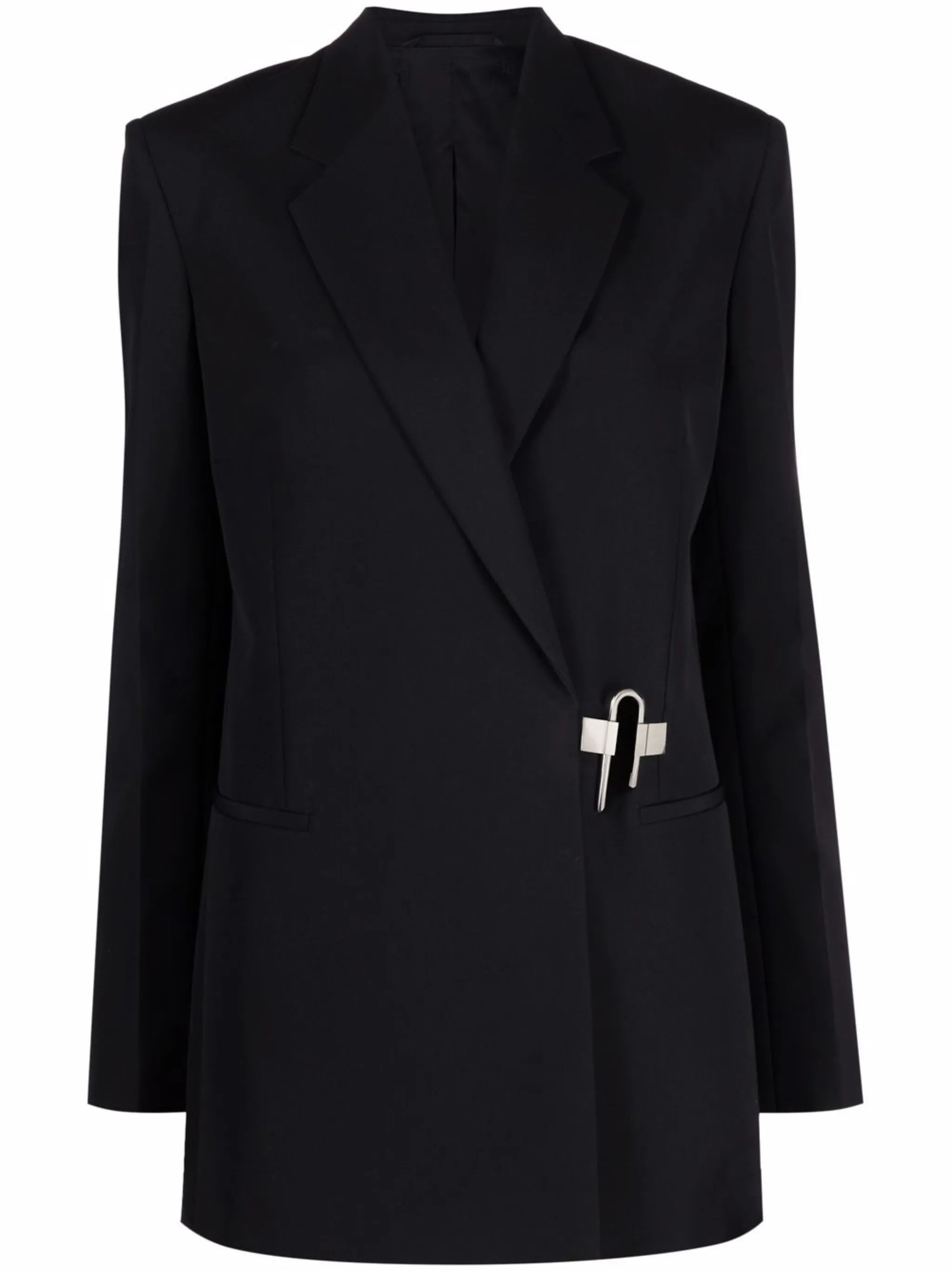 padlock-detail wool blazer