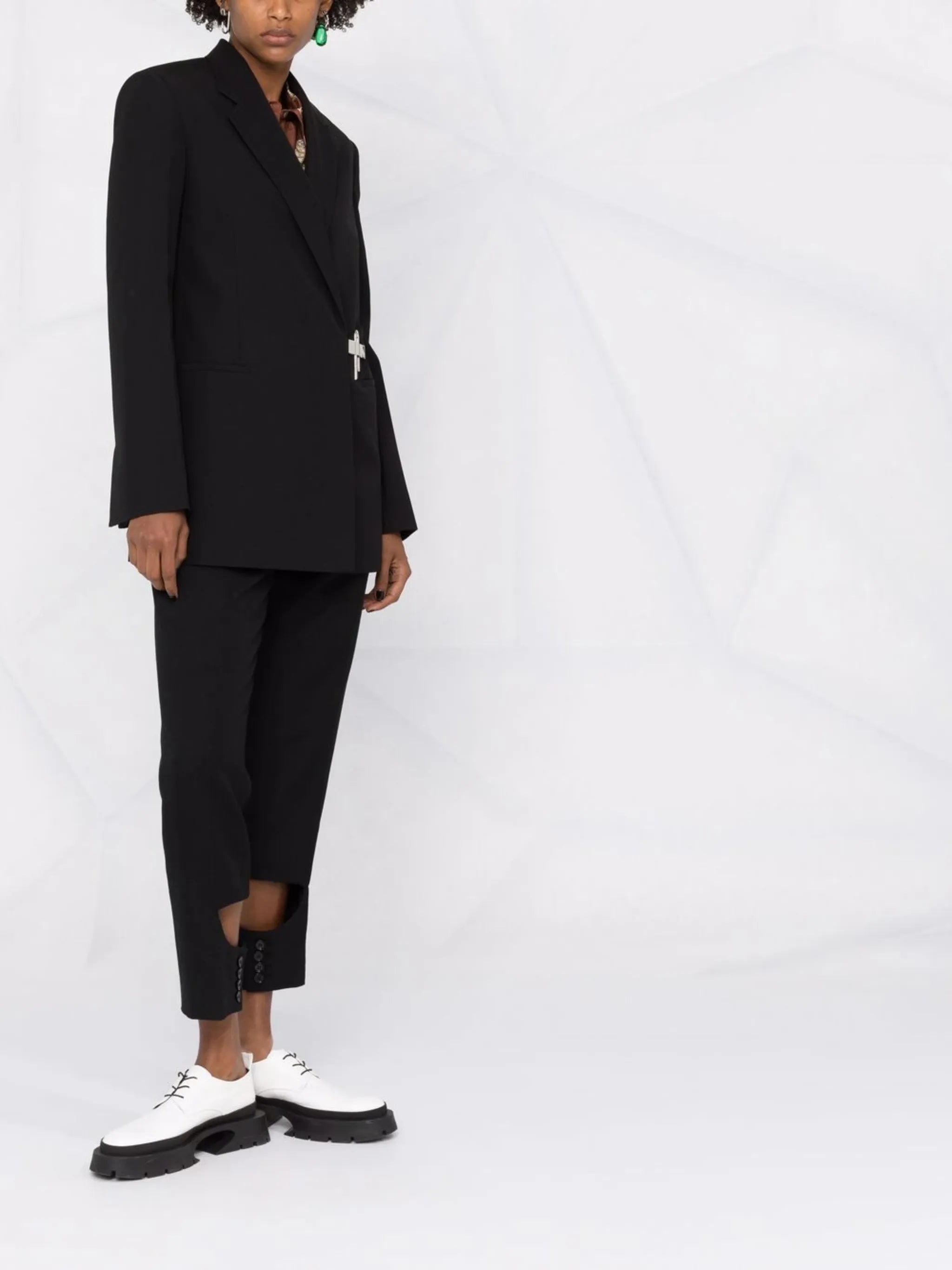 padlock-detail wool blazer