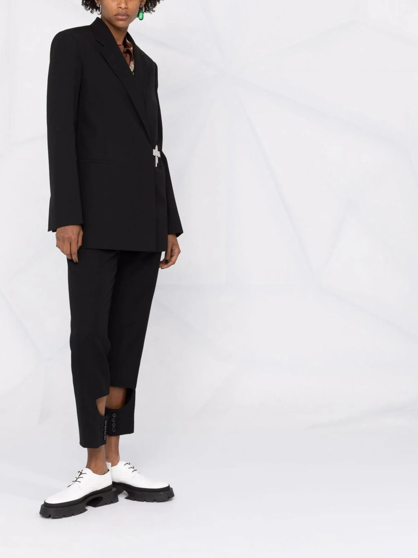 padlock-detail wool blazer