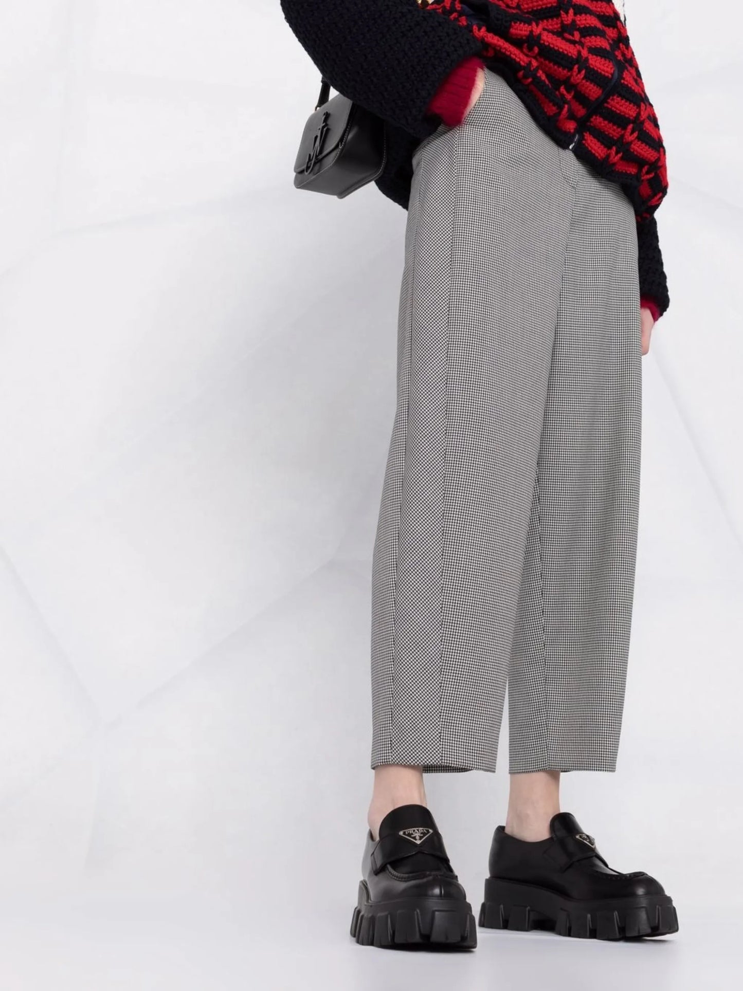 houndstooth cropped trousers