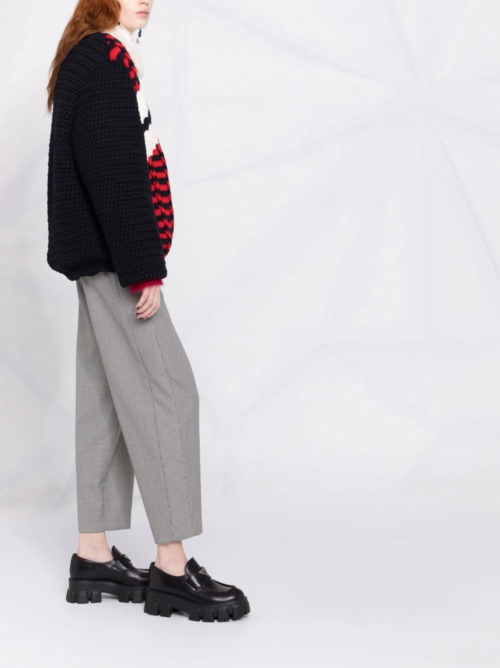 houndstooth cropped trousers