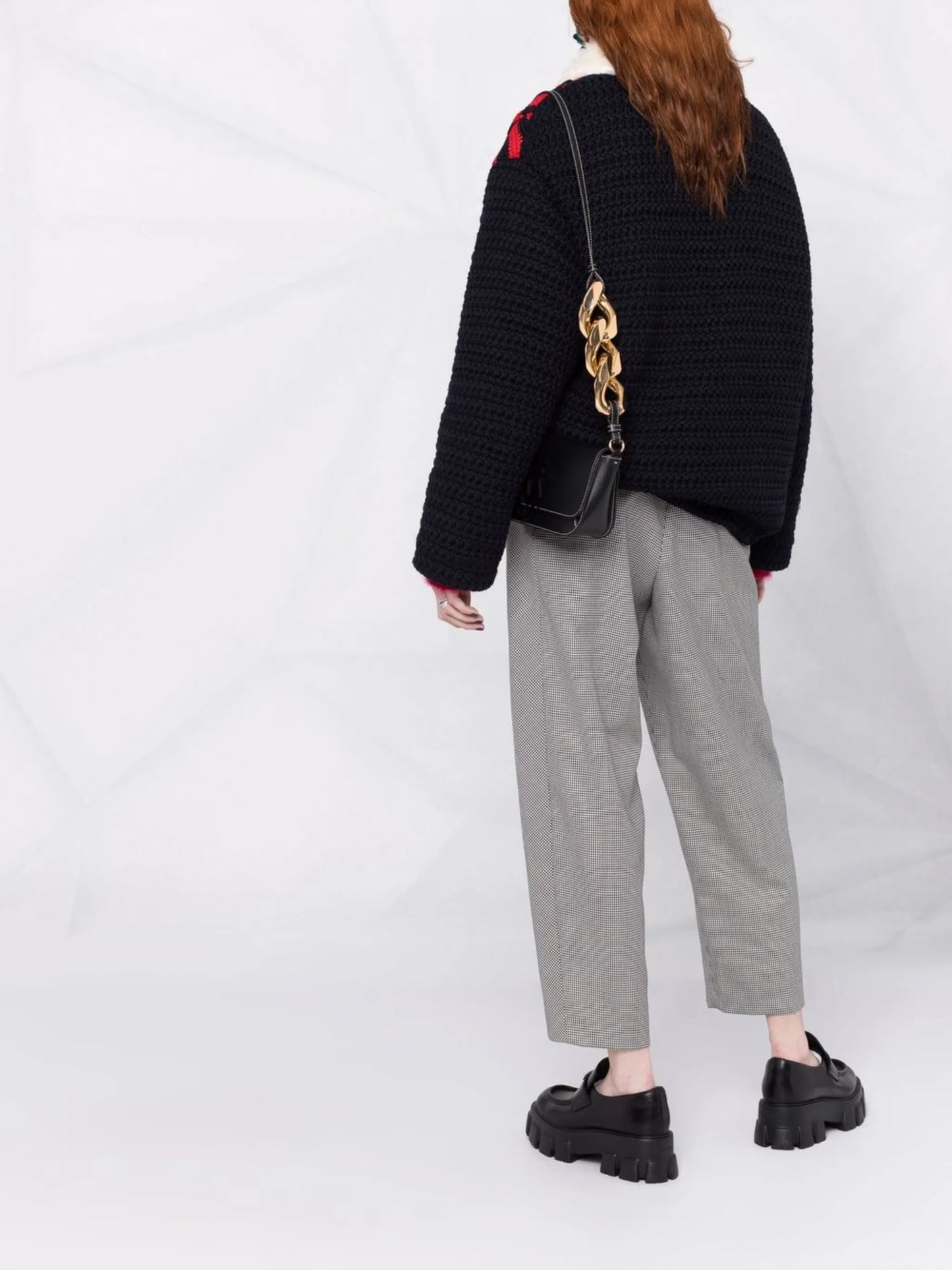 houndstooth cropped trousers