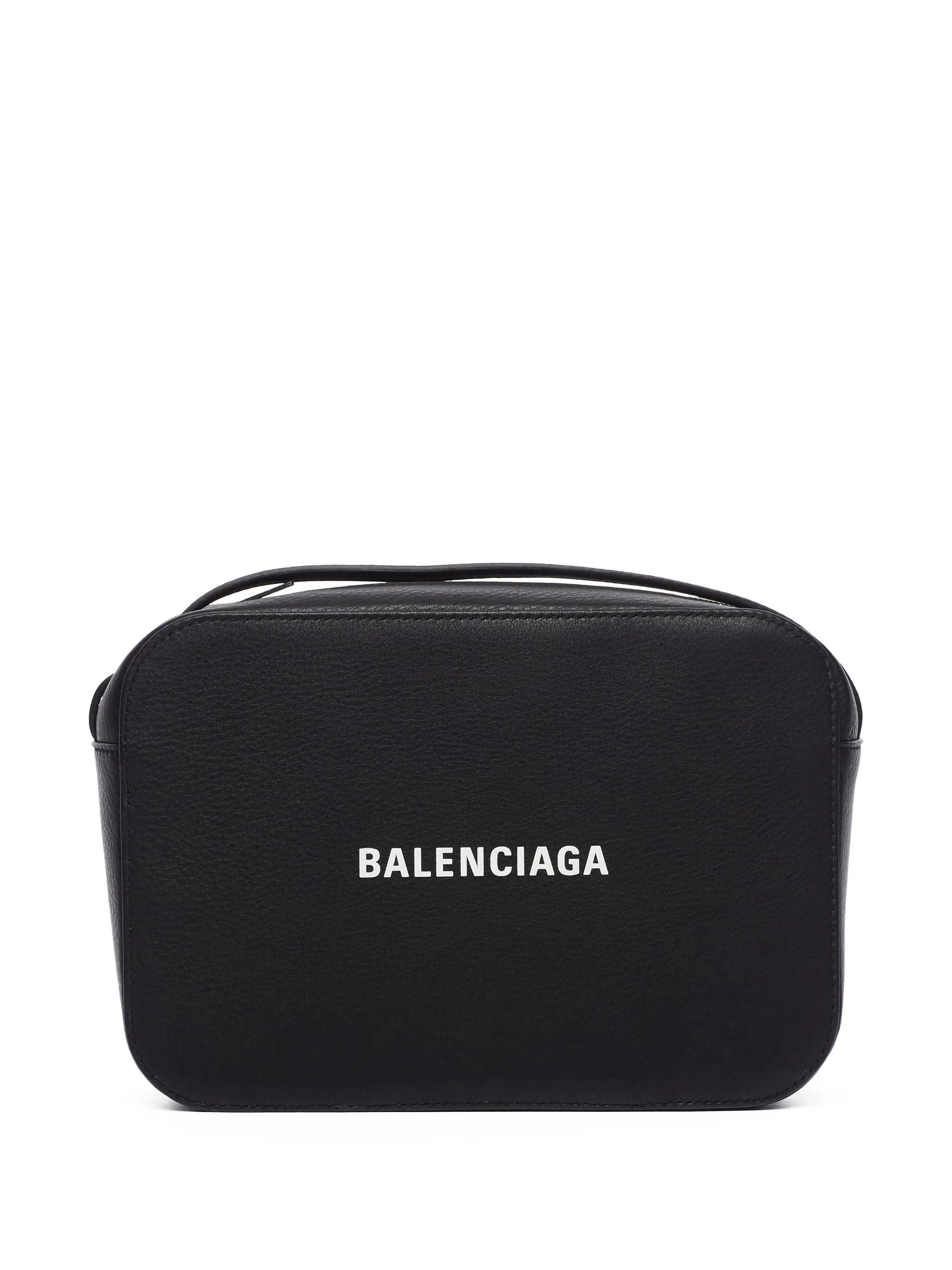 logo-print leather camera bag