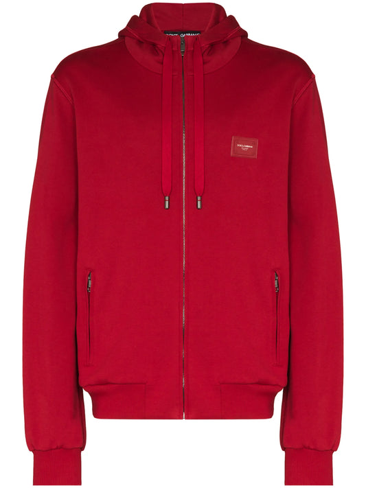 logo-patch zipped hoodie