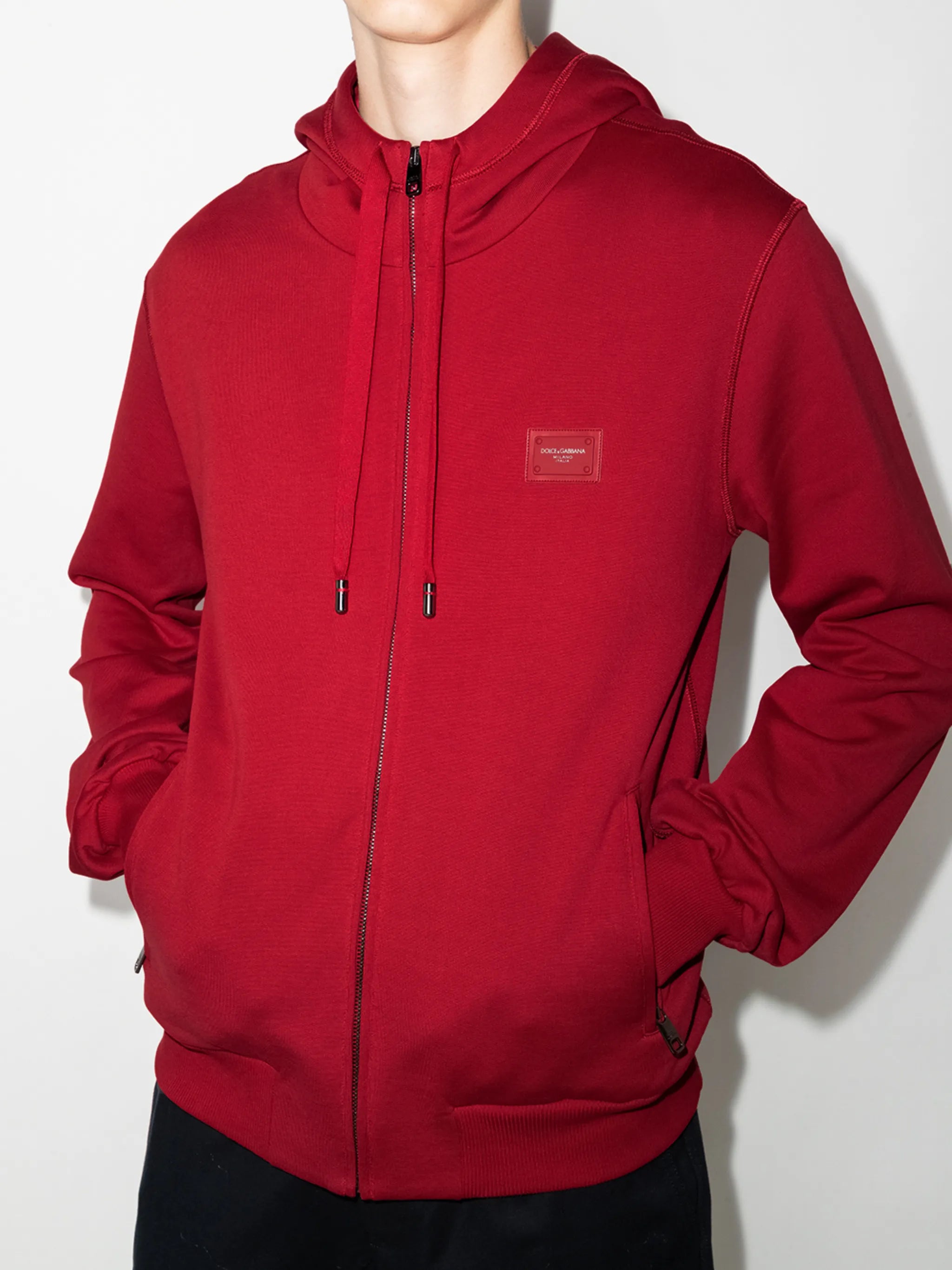 logo-patch zipped hoodie