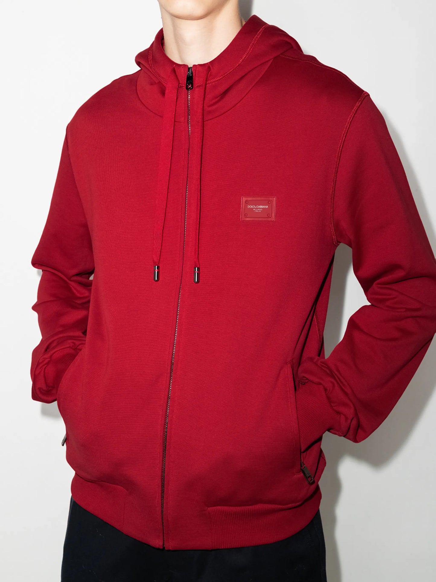 logo-patch zipped hoodie