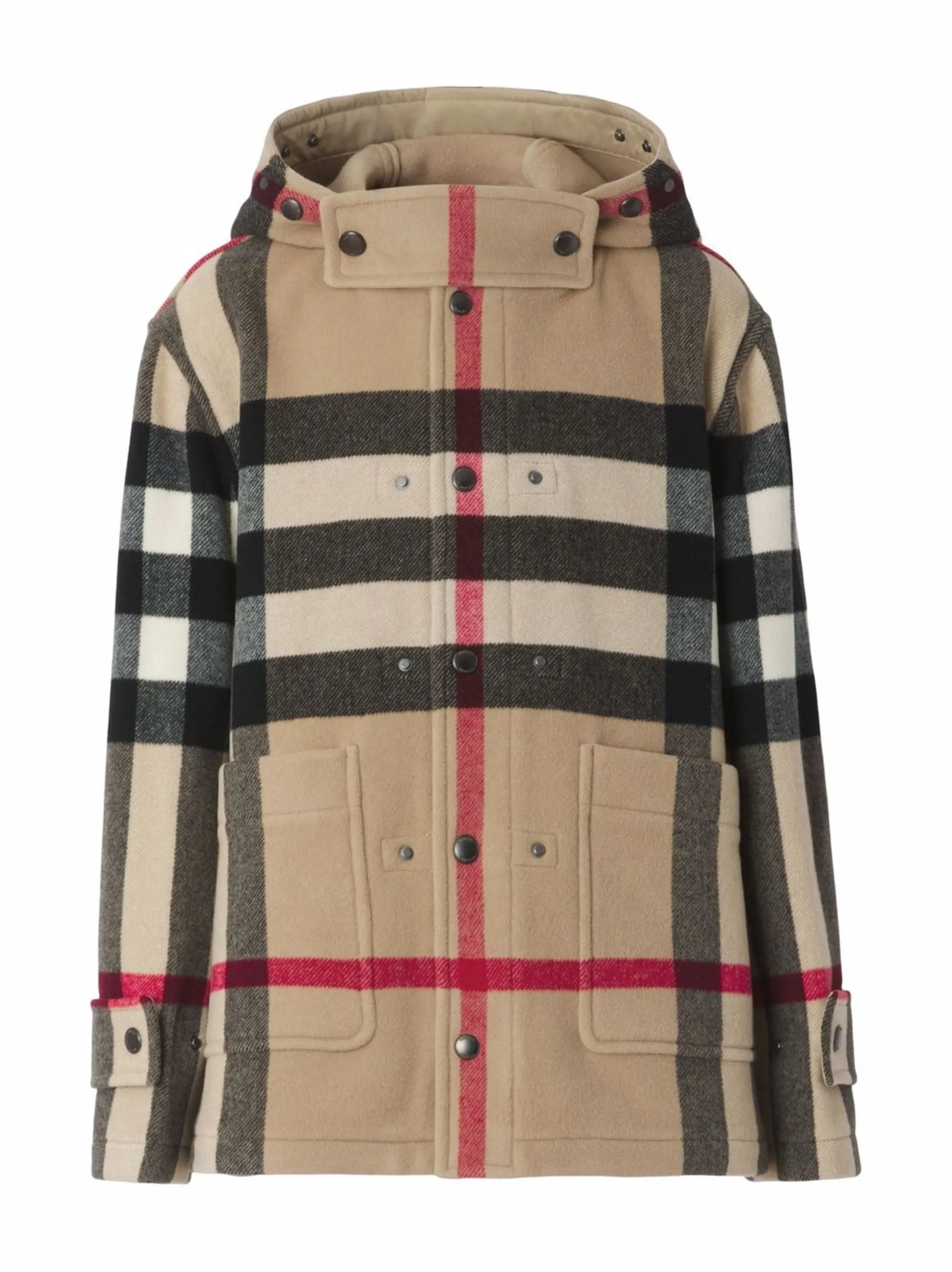 detachable-gilet check hooded jacket