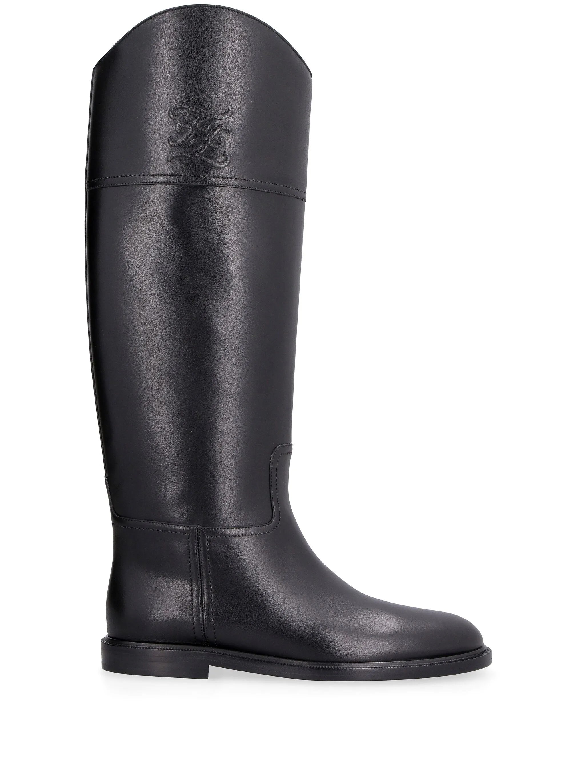 Karligraphy knee-high leather boots