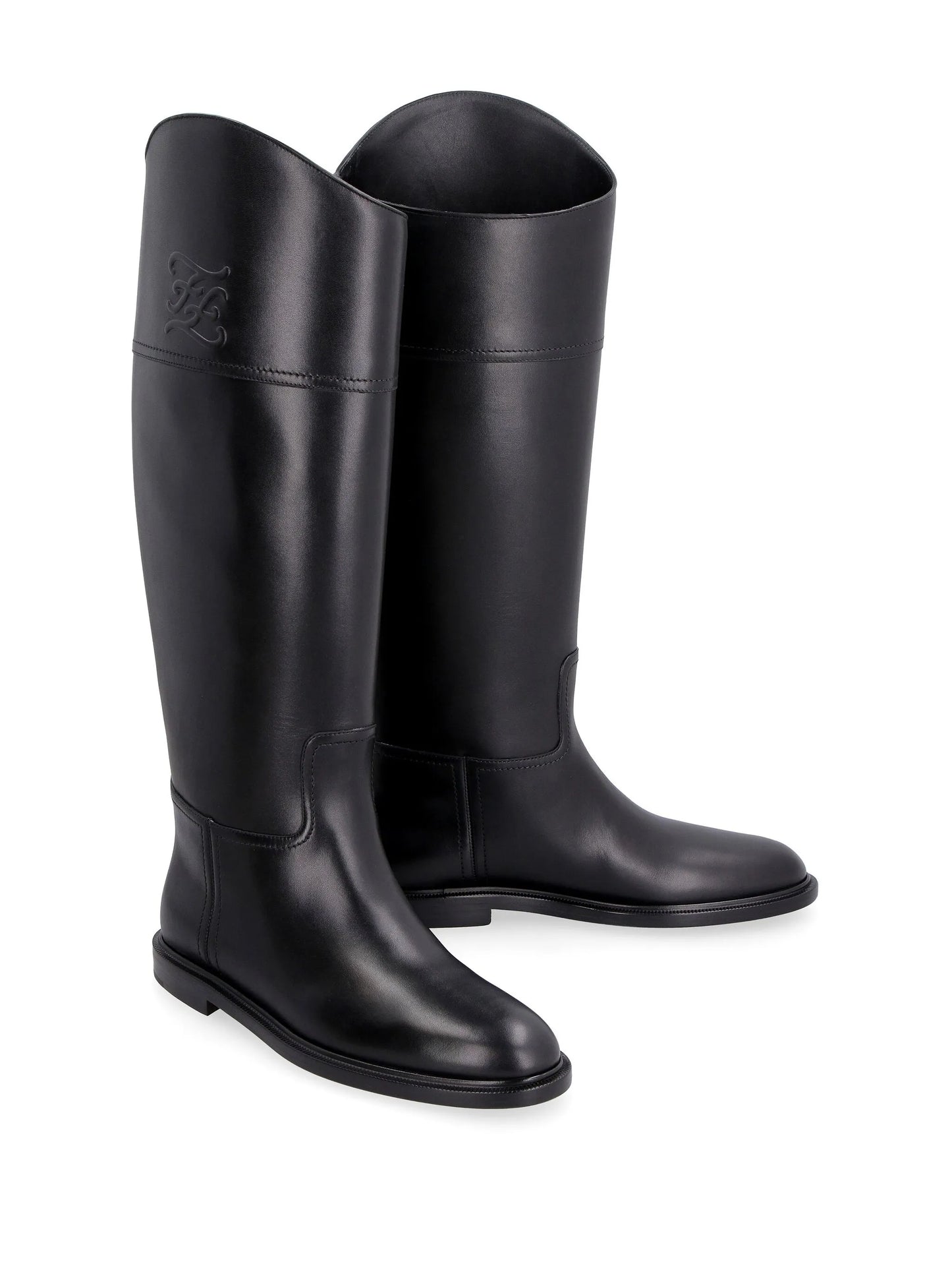 Karligraphy knee-high leather boots