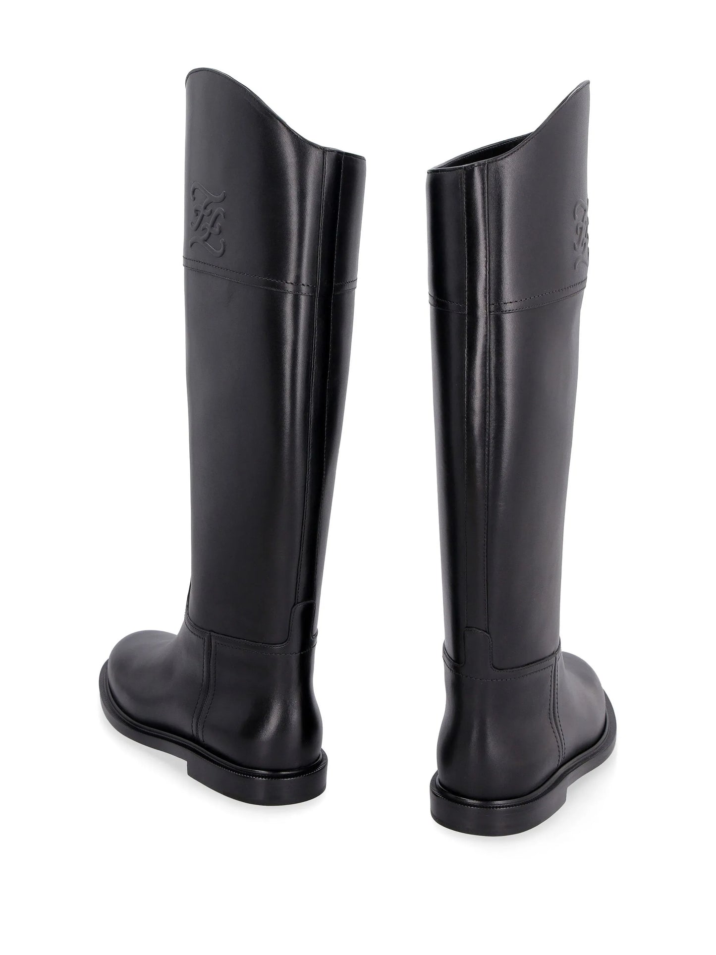 Karligraphy knee-high leather boots