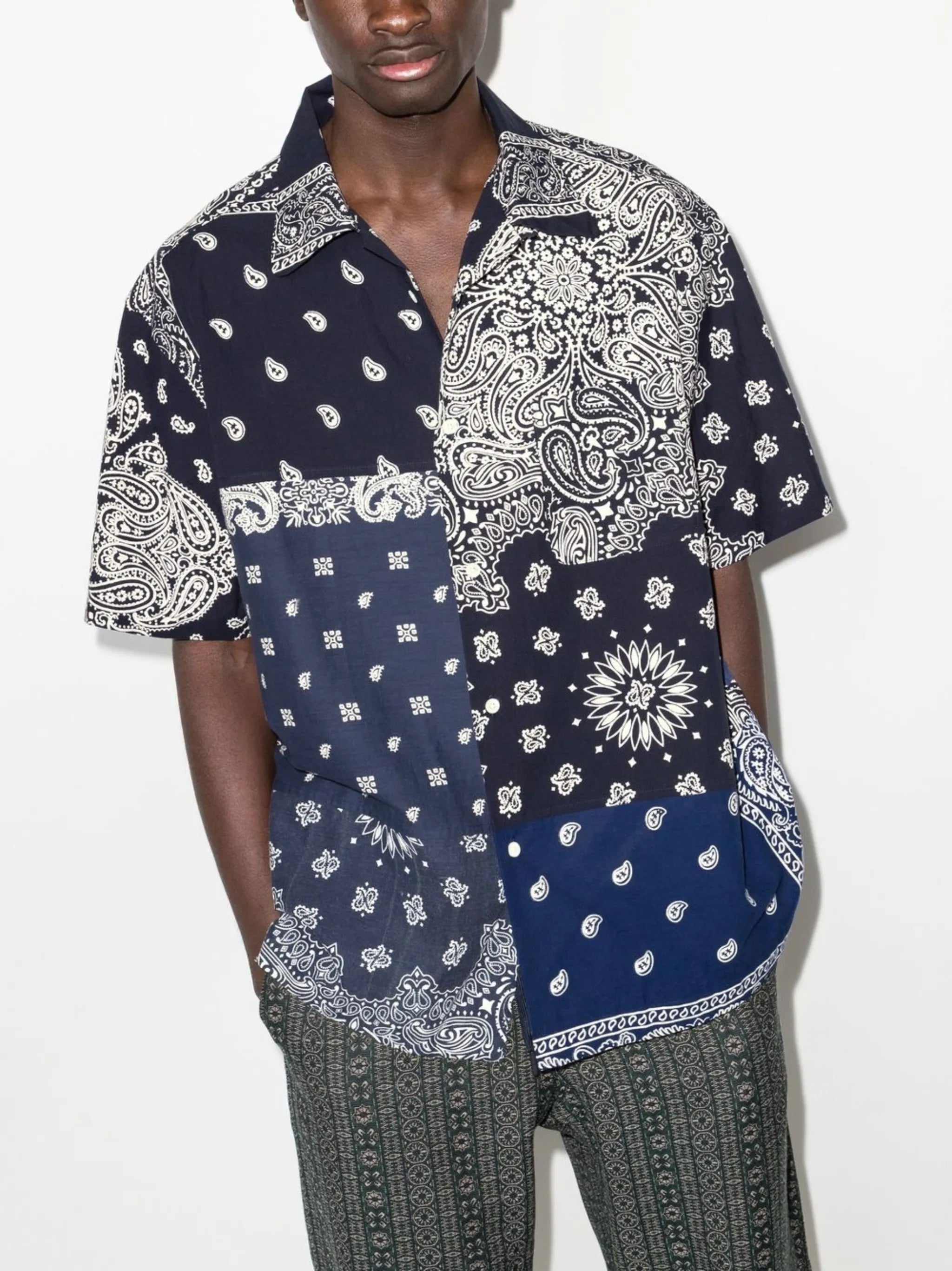 bandana patchwork short-sleeve shirt