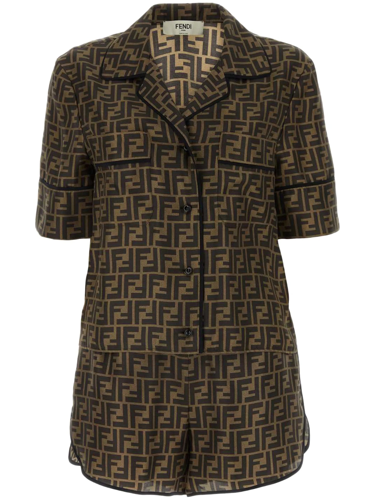 logo-print silk pyjama set
