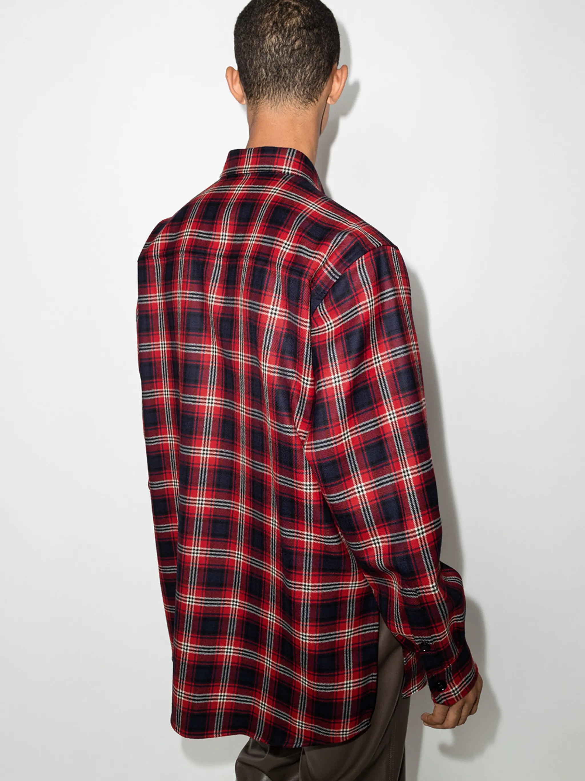 logo patch plaid shirt