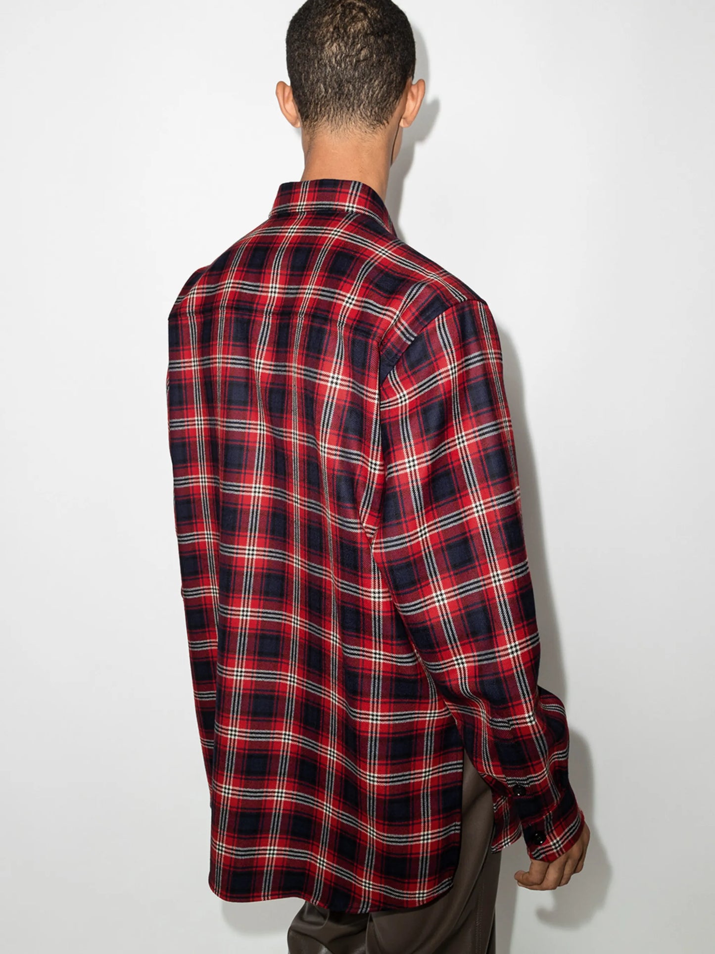 logo patch plaid shirt