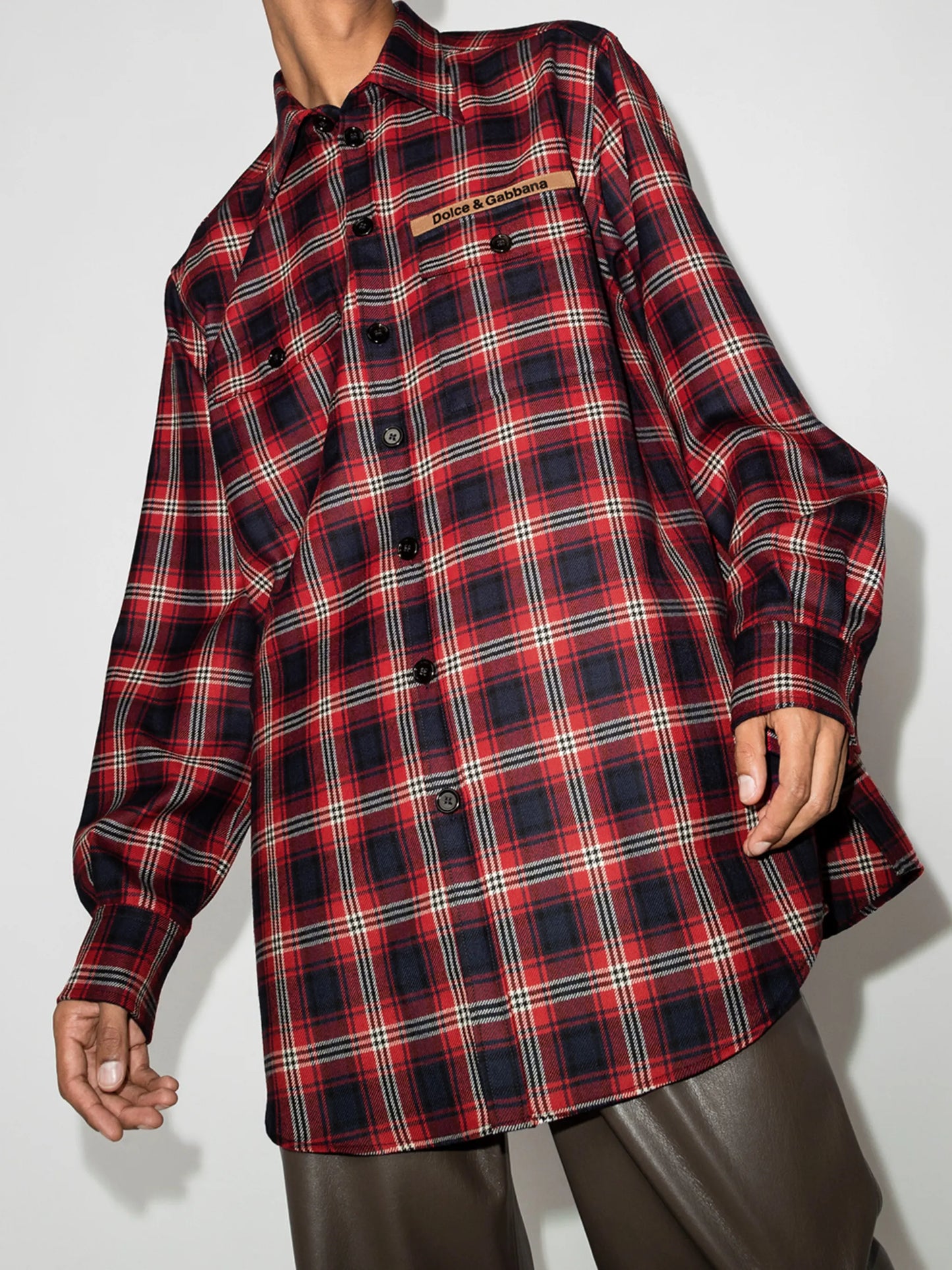logo patch plaid shirt